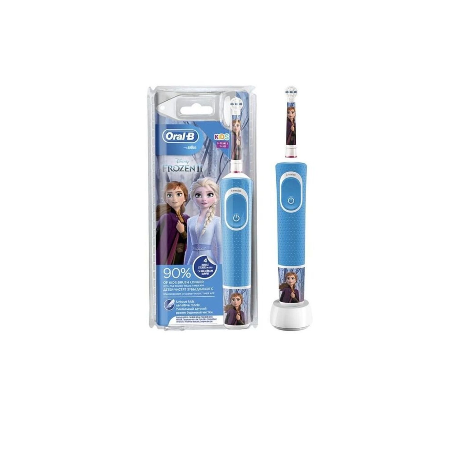 Periuta de dinti electrica Oral-B D100 Vitality Frozen pentru copii, 2 Programe, 1 Capat, Albastru fotografia produsului
