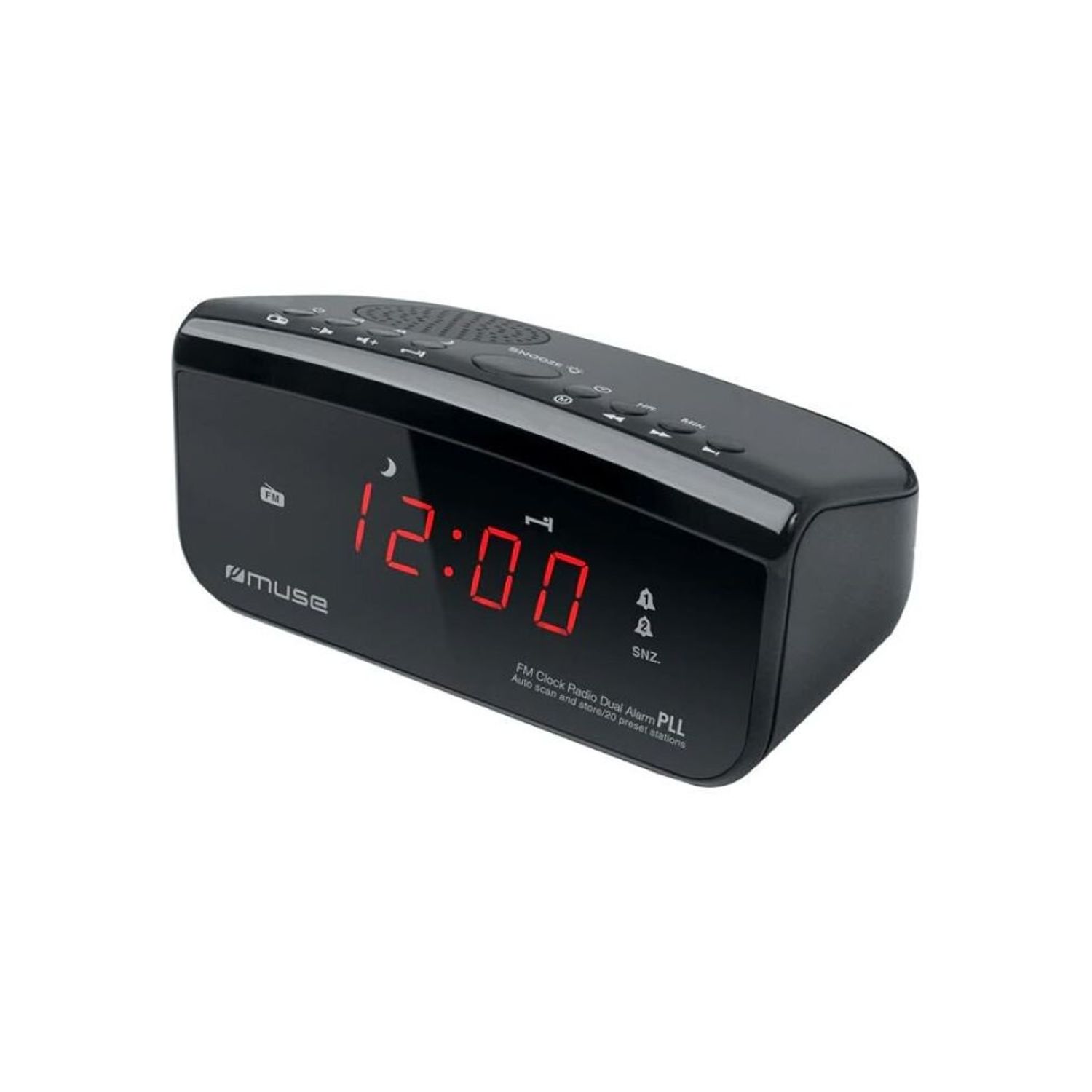 Radio cu ceas Muse M-12 CR, FM, Baterii, 2x AA, Negru fotografia produsului