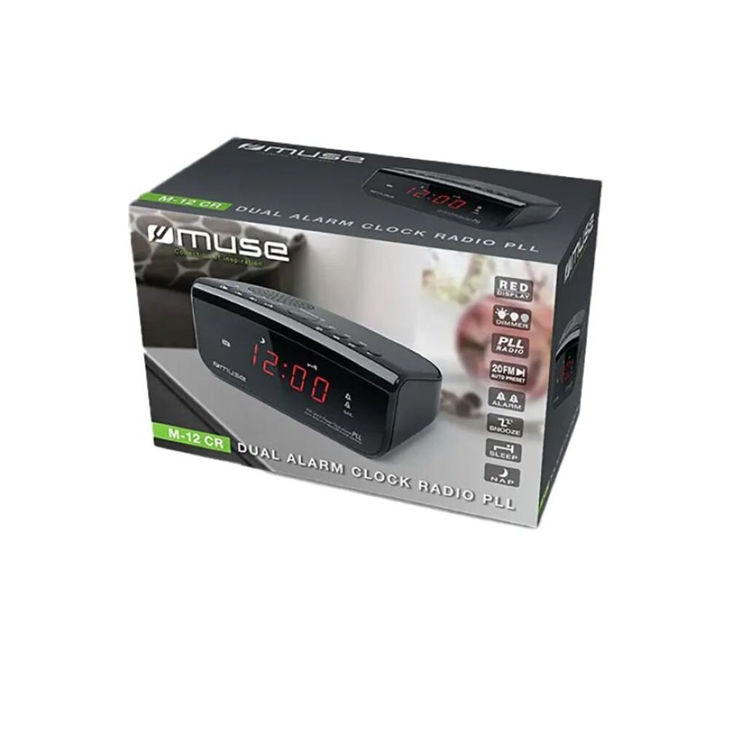 Radio cu ceas Muse M-12 CR, FM, Baterii, 2x AA, Negru fotografia produsului View 3 L