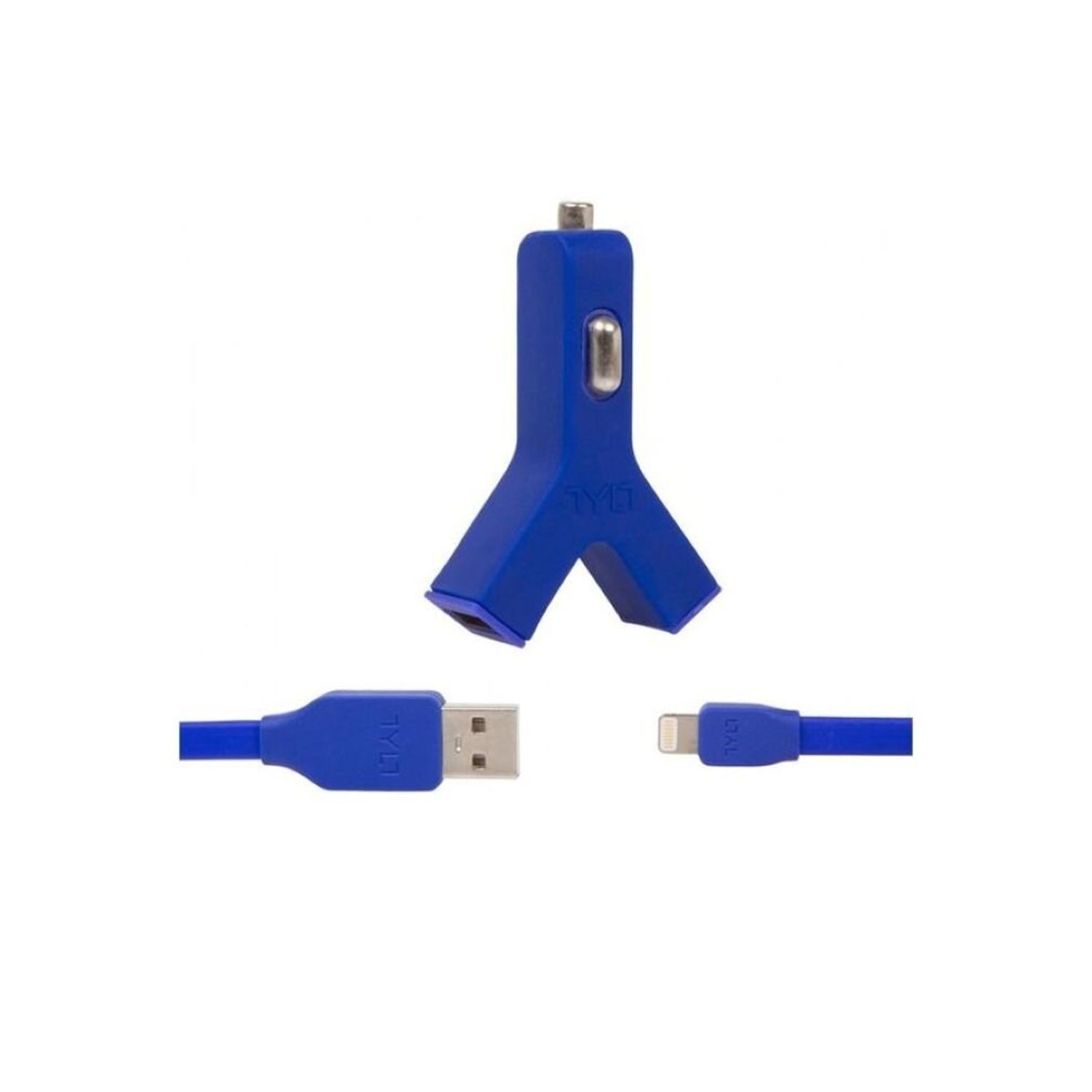 Incarcator Auto Tylt Duo Y-Charge, 2x USB, 2.1 A, cablu Lightning, universal, Albastru fotografia produsului