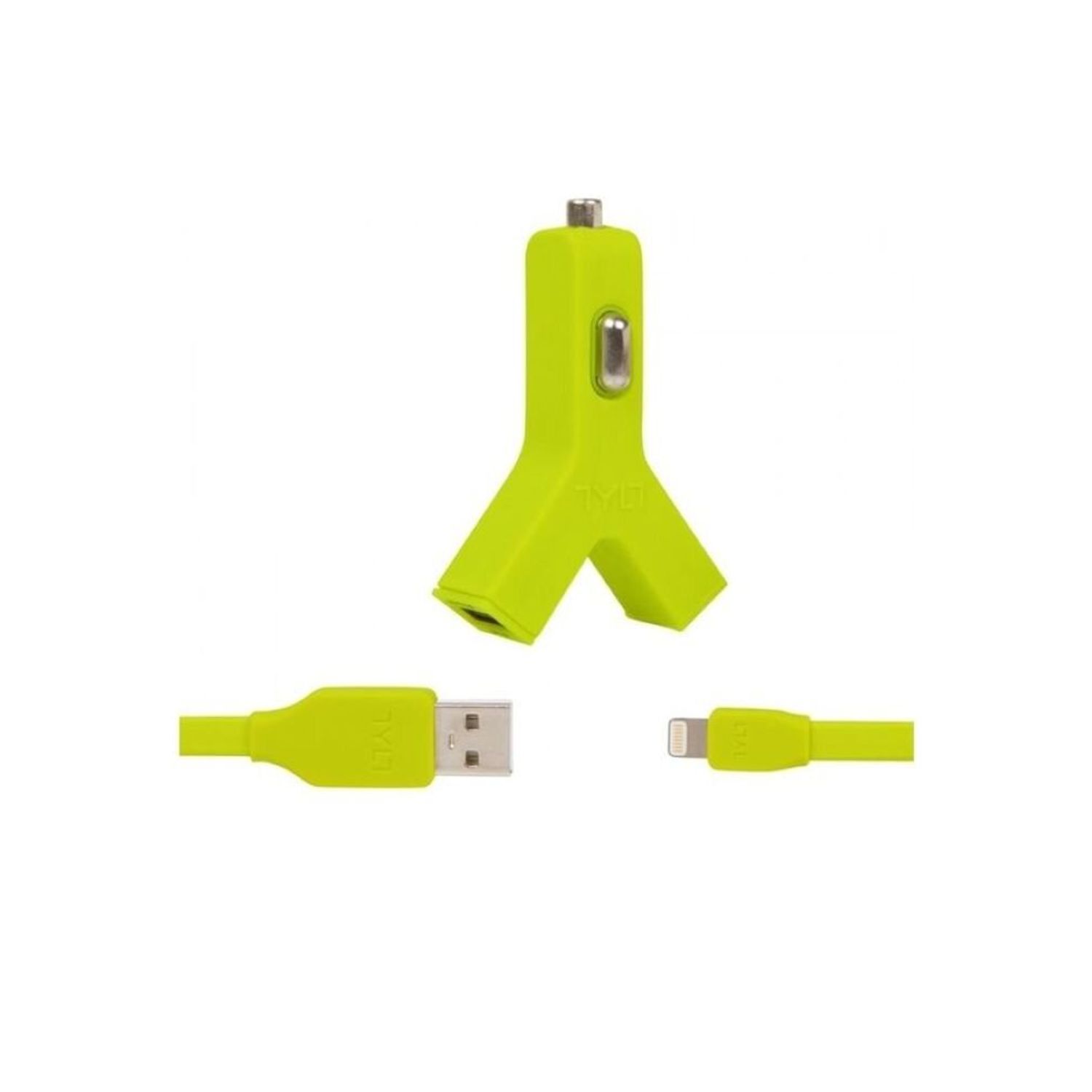 Incarcator Auto Tylt Duo Y-Charge, 2x USB, 2.1 A, cablu Lightning, Verde fotografia produsului