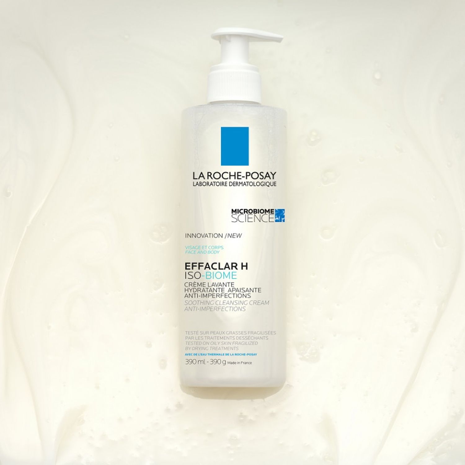 Crema hidratanta de spalare pentru pielea grasa fragilizata La Roche-Posay Effaclar H Iso-Biome, 390ml fotografia produsului View 2 L