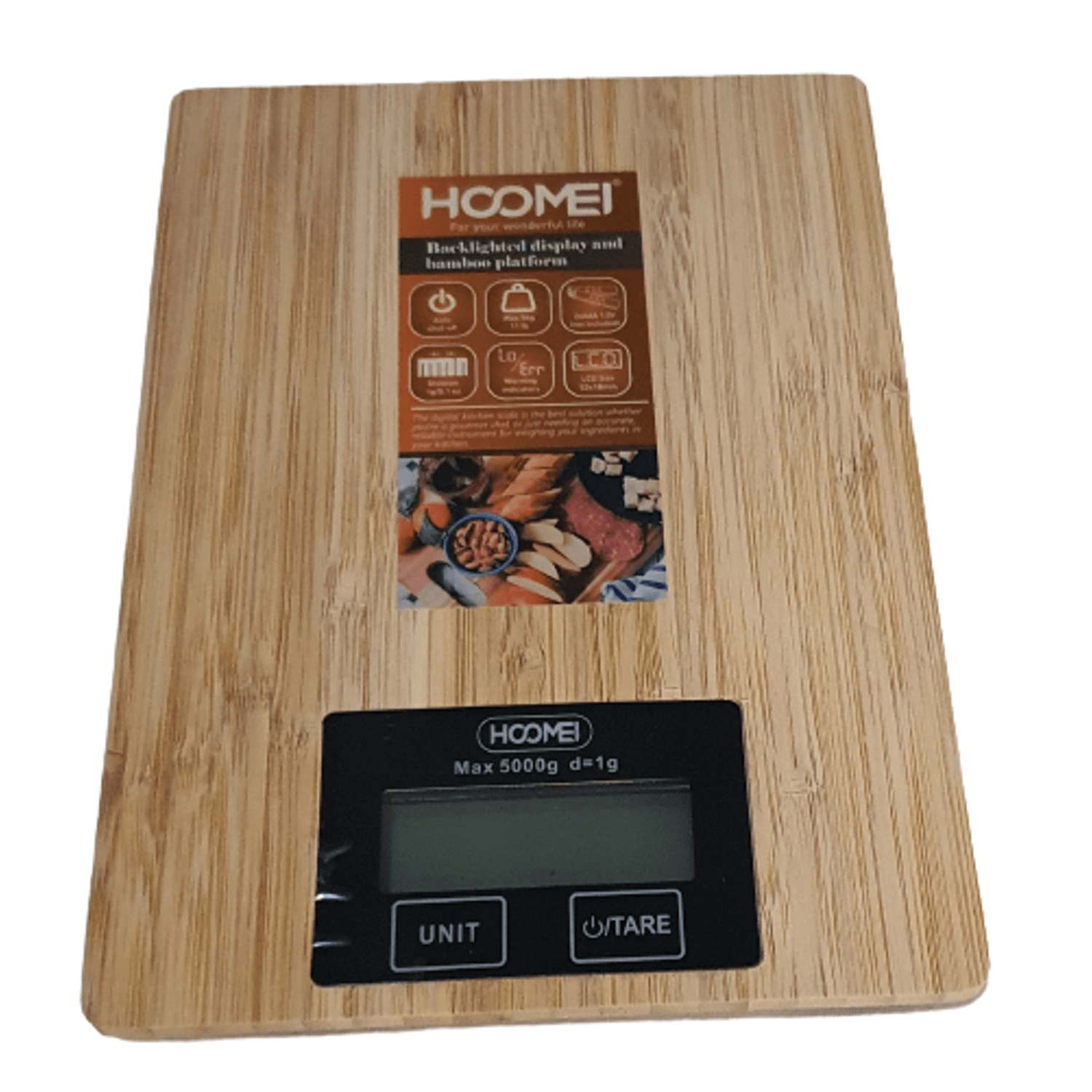 Cantar de bucatarie, Hoomei, 5 Kg, Digital, Display LCD, Lemn fotografia produsului