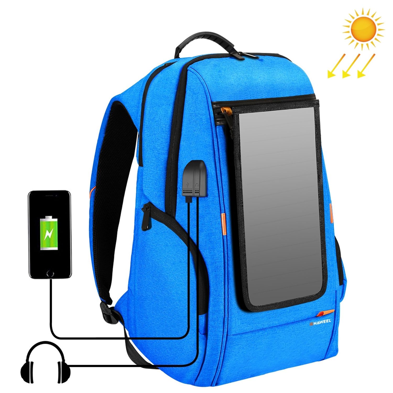 Rucsac pentru drumetie cu panou solar, 46x31cm, eR D L fotografia produsului View 2 L