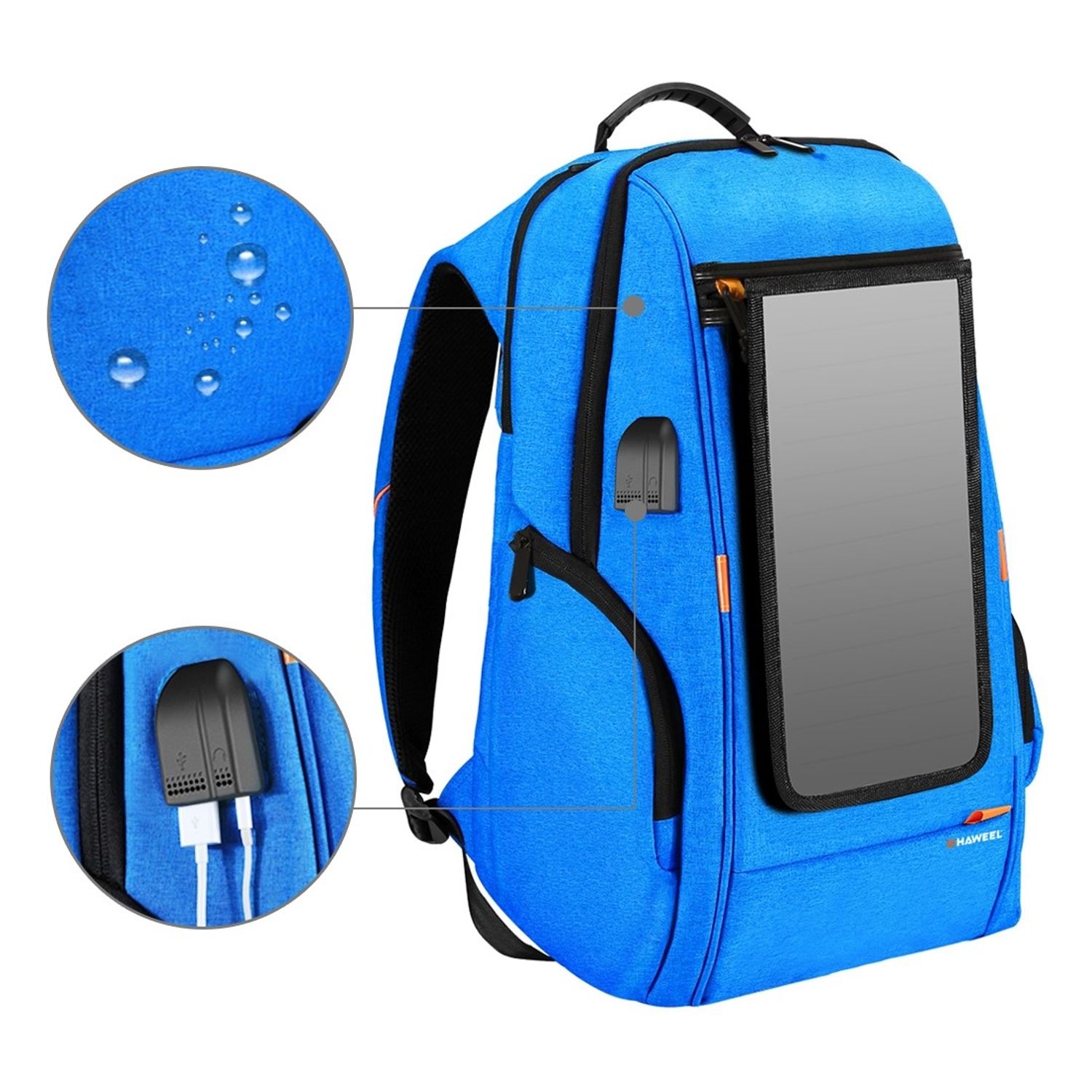 Rucsac pentru drumetie cu panou solar, 46x31cm, eR D L fotografia produsului View 3 L