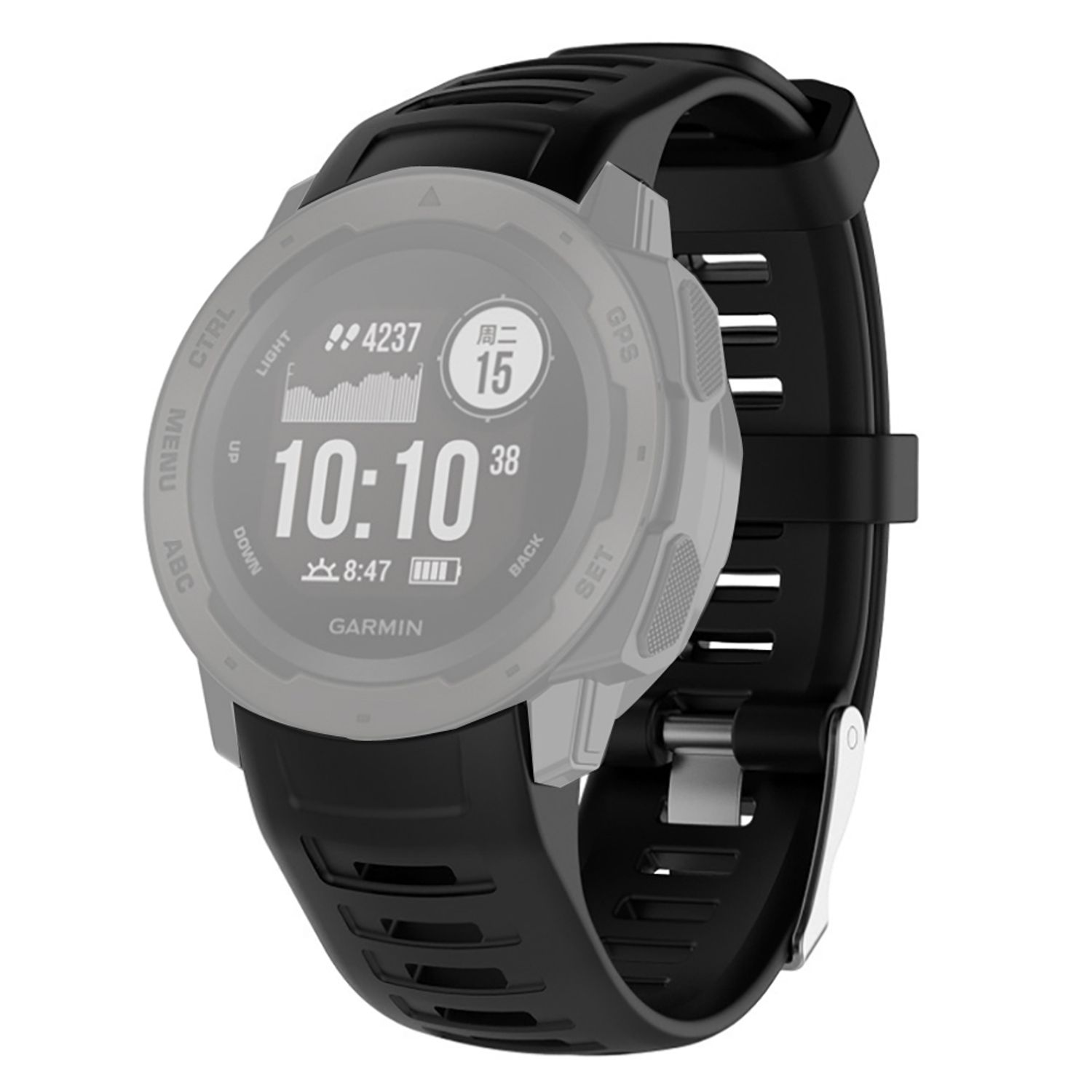 Curea silicon compatibil Garmin Instinct 22 mm , negru  eR D L fotografia produsului View 3 L