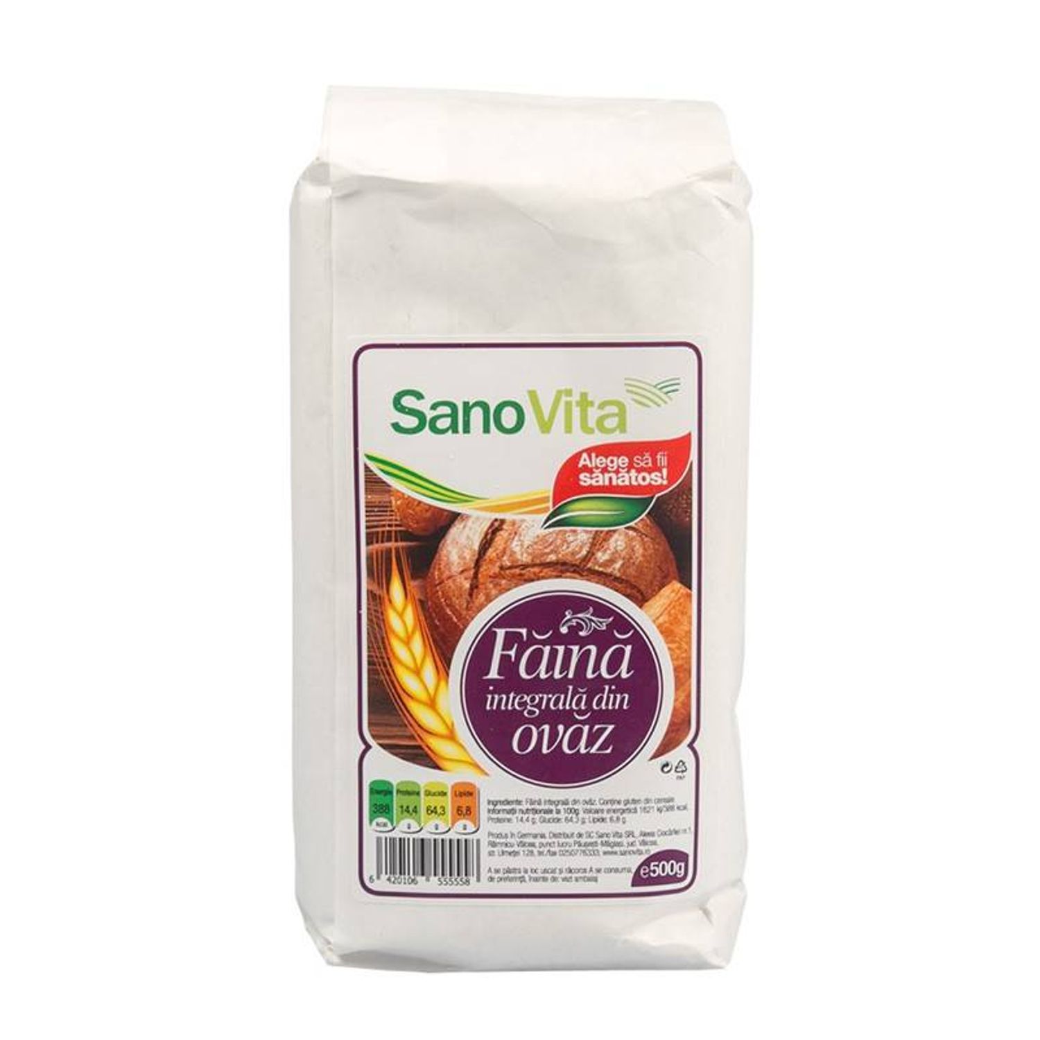 Faina integrala de ovaz Sanovita 500 grame fotografia produsului