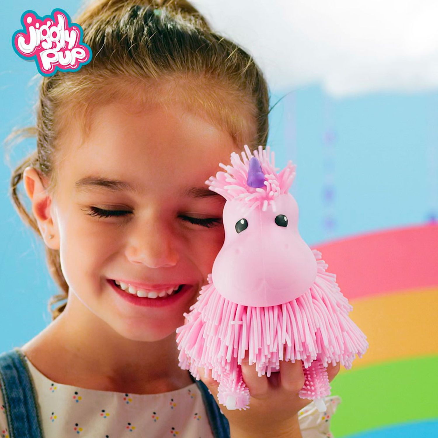 Jucarie muzicala interactiva Jiggly Pup Unicorn roz fotografia produsului View 4 L