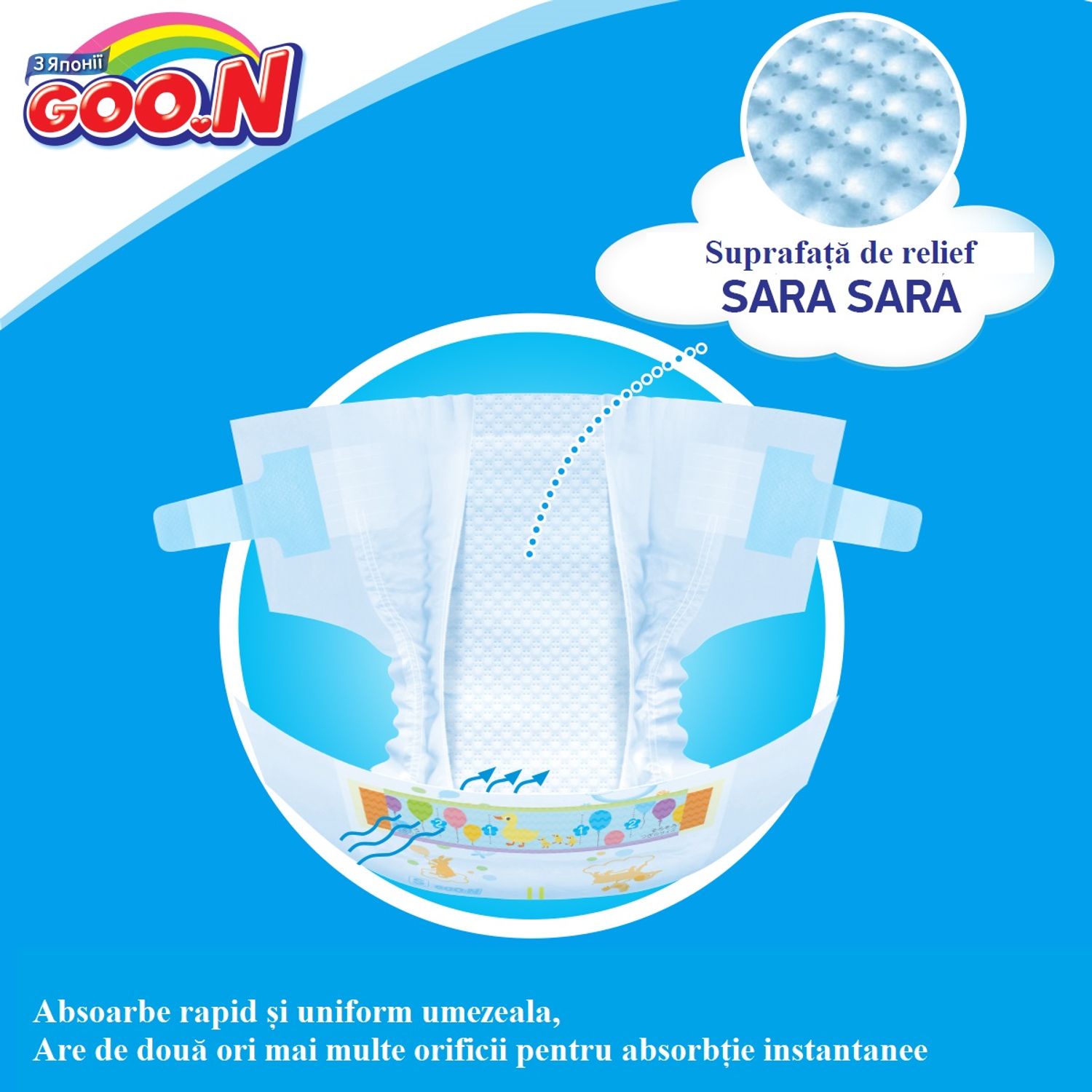 Scutece GOON 5kg, marimea SS unisex 90 bucati fotografia produsului View 6 L