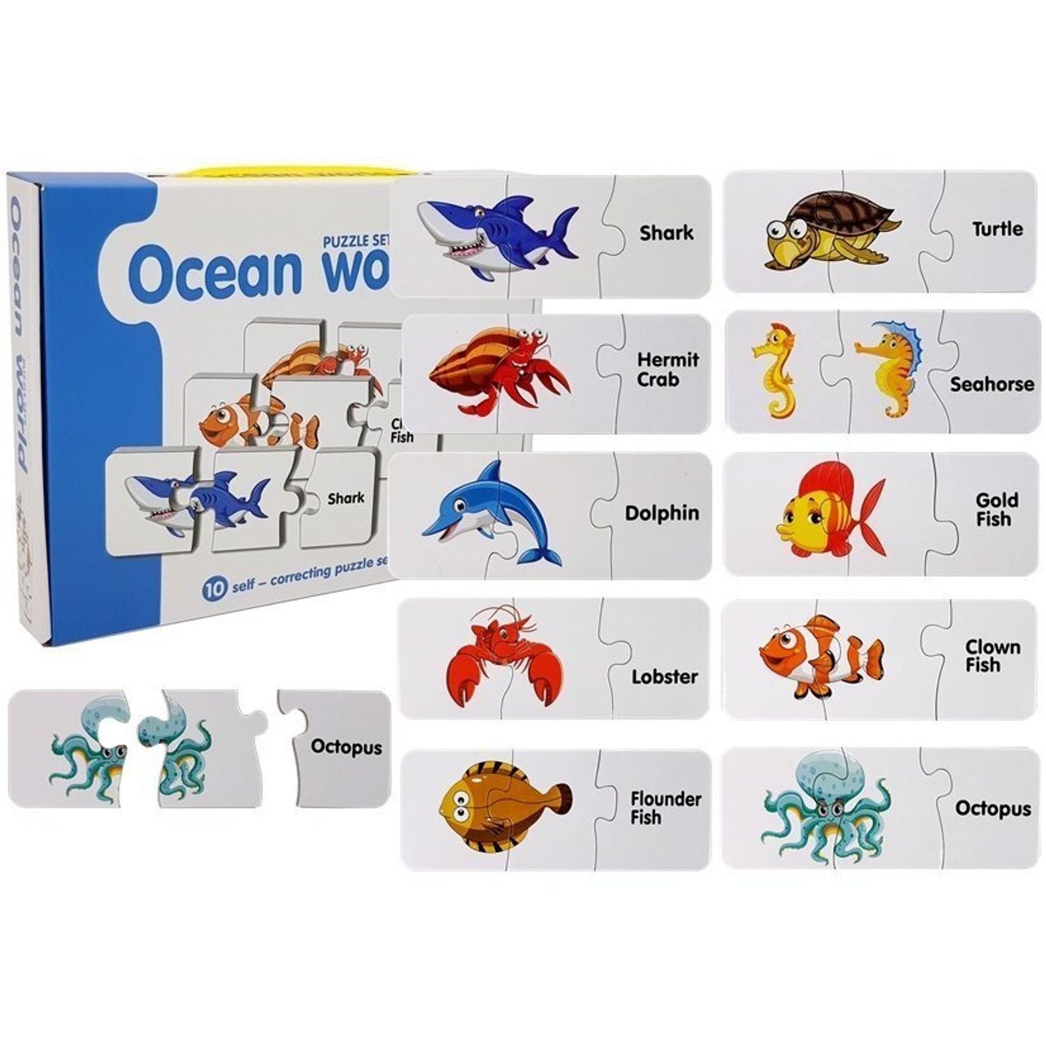 Puzzle educativ Animale Marine 10 tipuri, 30 piese fotografia produsului View 2 L