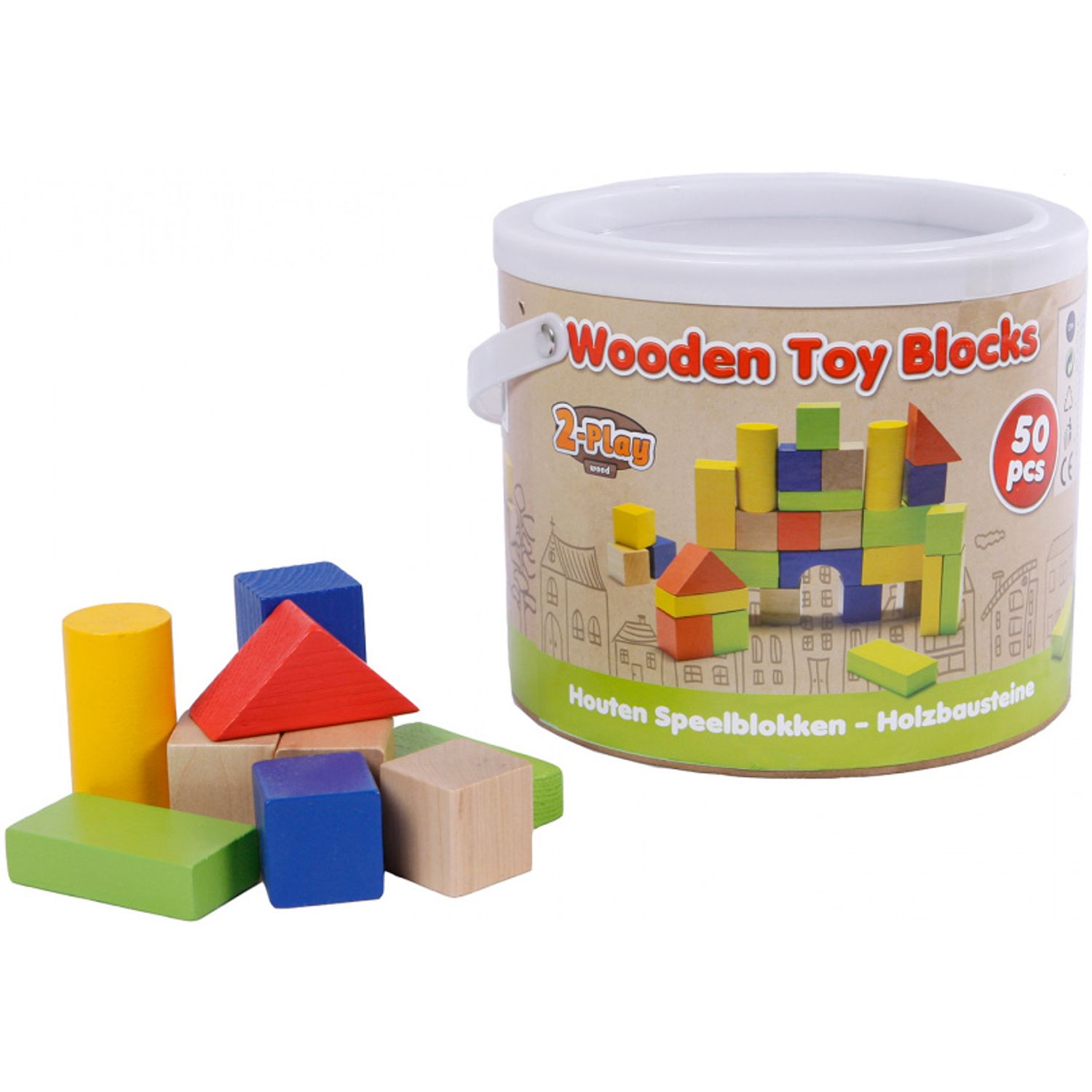 Set blocuri Big Tree din lemn 50 pcs 19,2x19,2x17cm multicolore fotografia produsului View 3 L