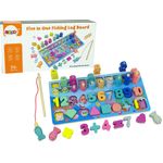 Set educativ din lemn 5 in 1 Numaratoare, Forme, Pescuit, Cifre, Matematica fotografia produsului View 4 S