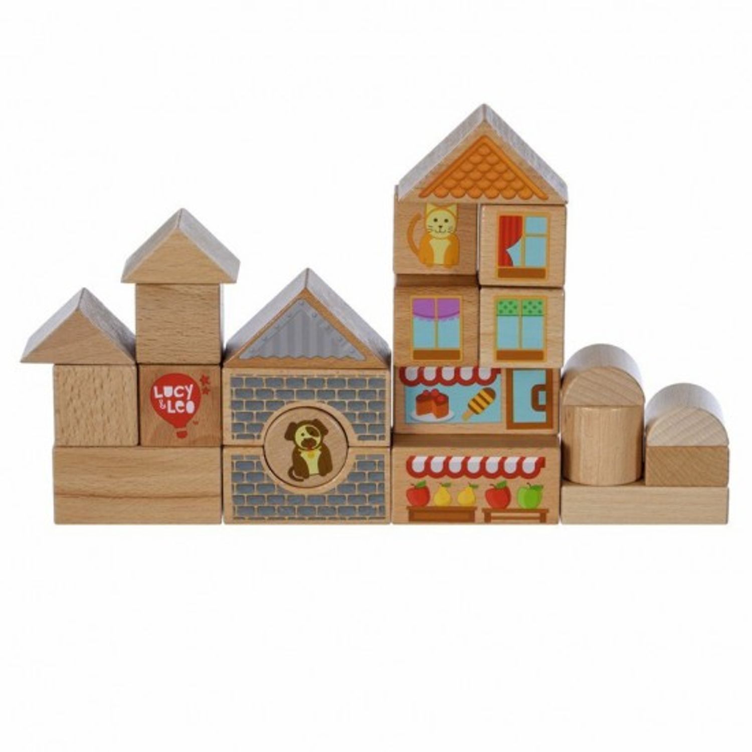 Set blocuri din lemn - Oras cu 2 masini (25 piese) Lucy & Leo fotografia produsului View 4 L