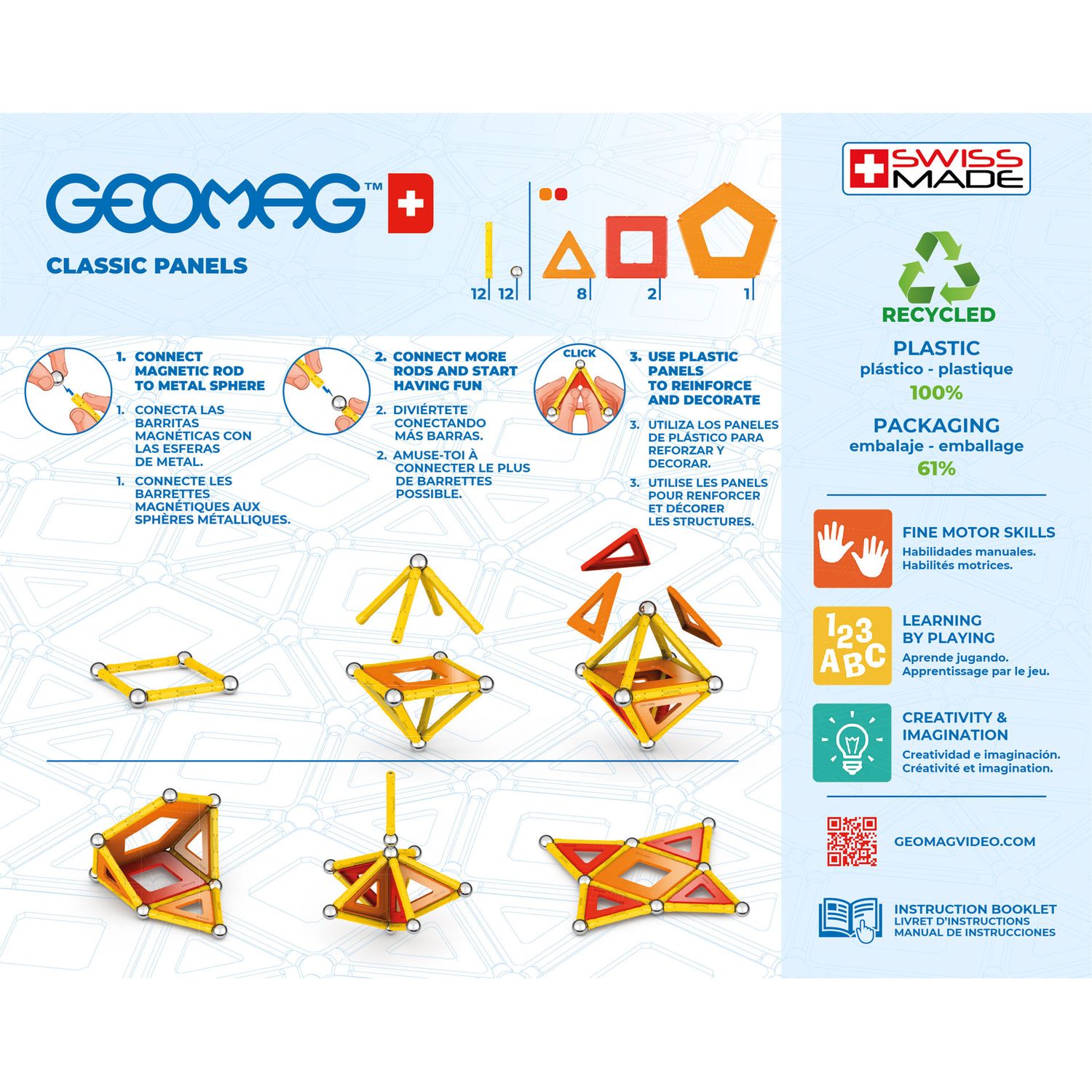 Joc magnetic Geomag classic panels green 35 piese fotografia produsului View 2 L