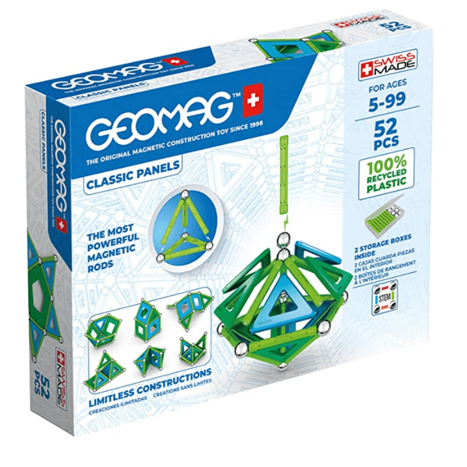Set Geomag Constructie Magnetic Green Line Classic 52 Piese fotografia produsului