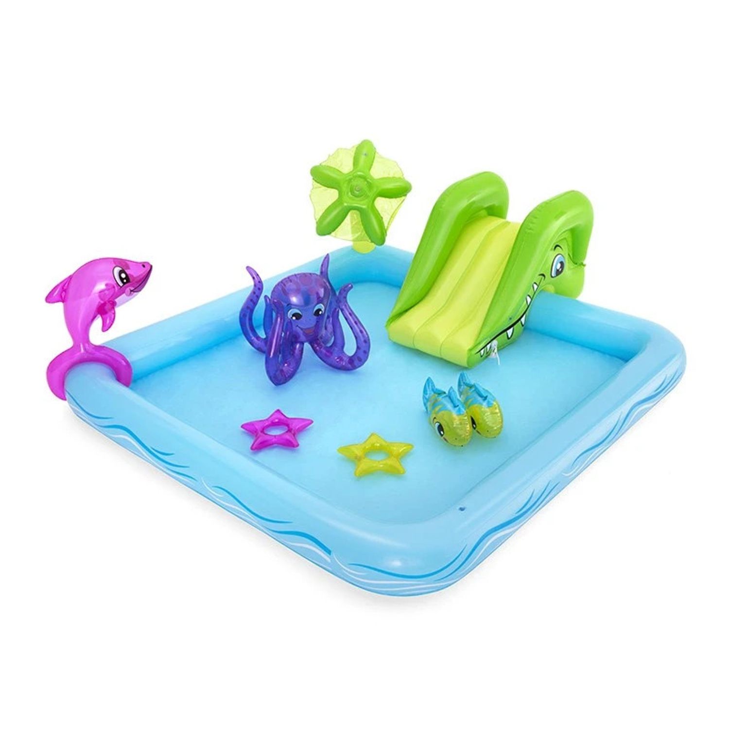 Piscina acvariu Bestway cu tobogan pentru copii, albastru fotografia produsului