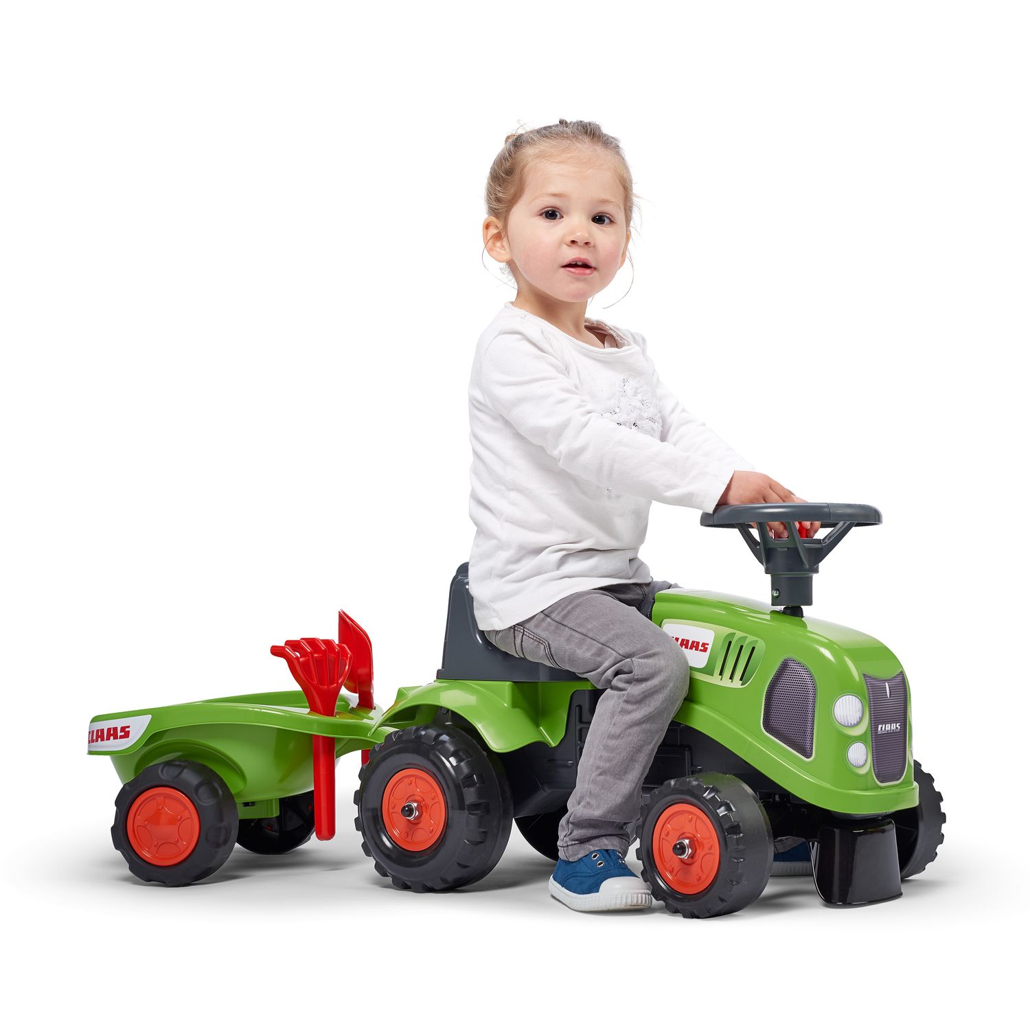 Tractoras fara pedale cu remorca Falk Claas Verde fotografia produsului View 3 L