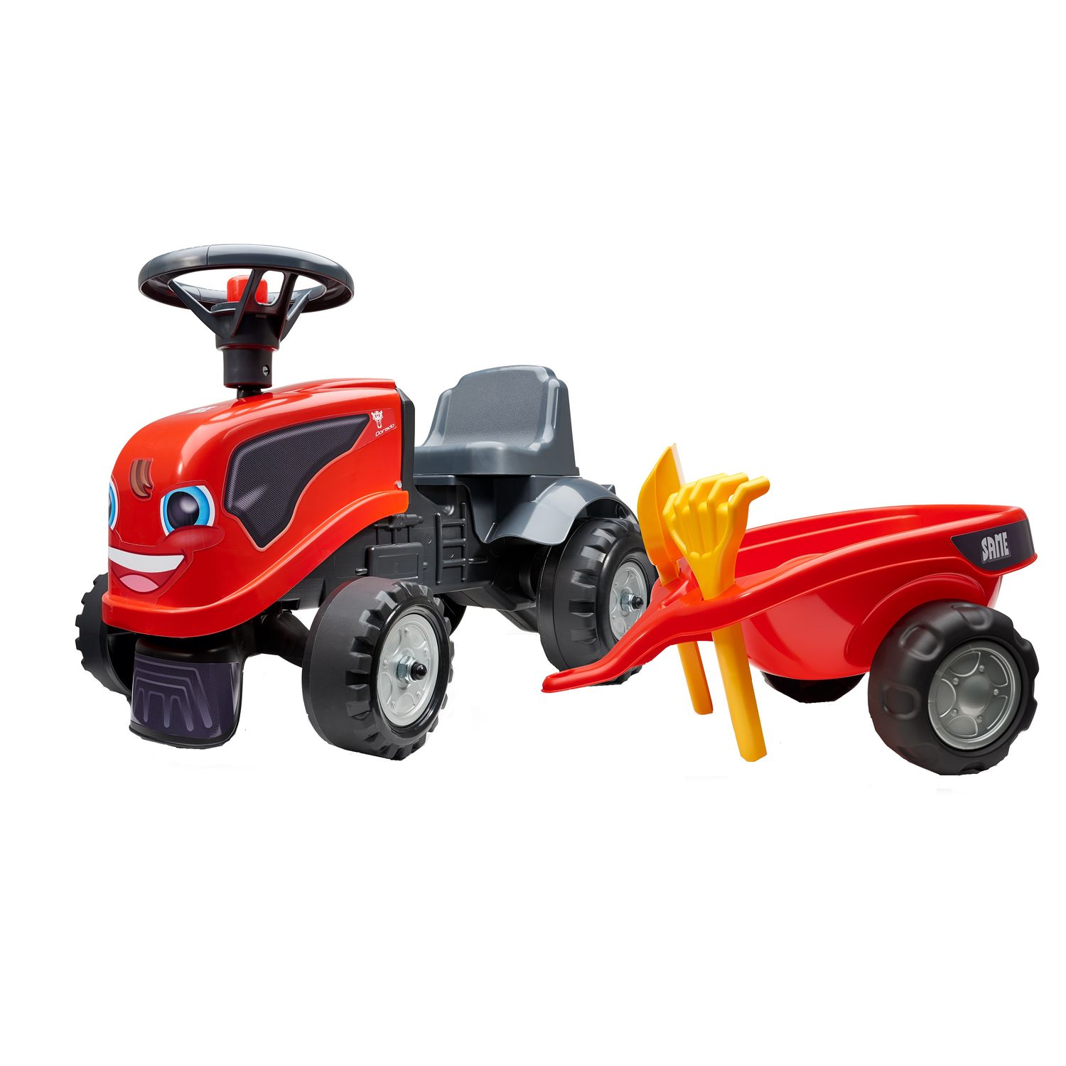 Tractor fara pedale cu remorca Falk Same rosu fotografia produsului