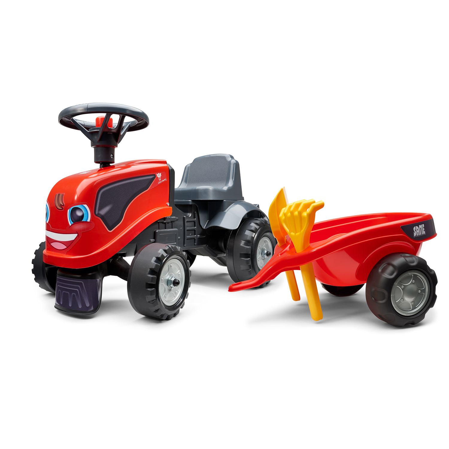 Tractor fara pedale cu remorca Falk Same rosu fotografia produsului View 3 L