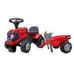 Tractor Falk Case rosu cu trailer, lopata si grebla fotografia produsului
