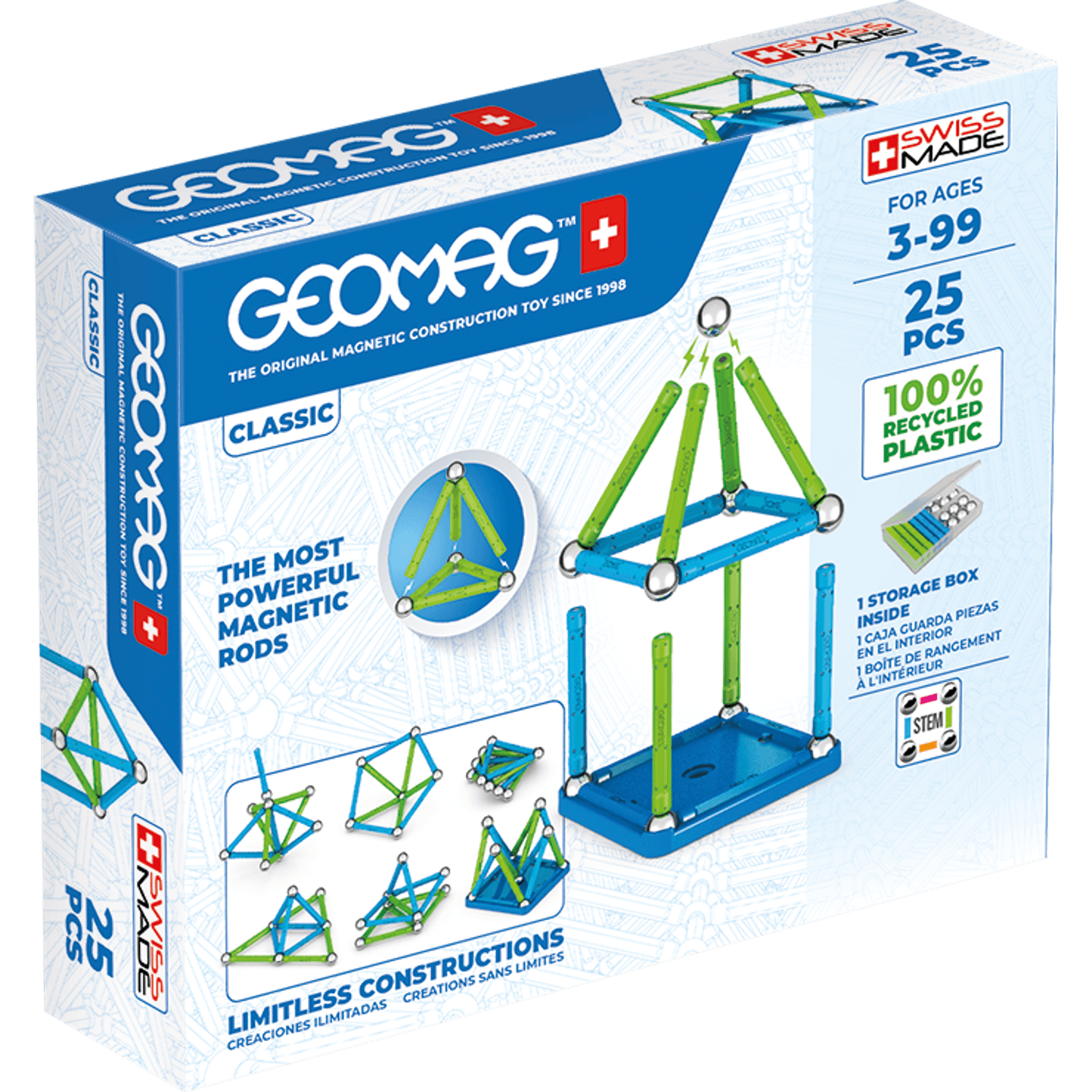 Joc Magnetic Geomag green line set 25 buc fotografia produsului