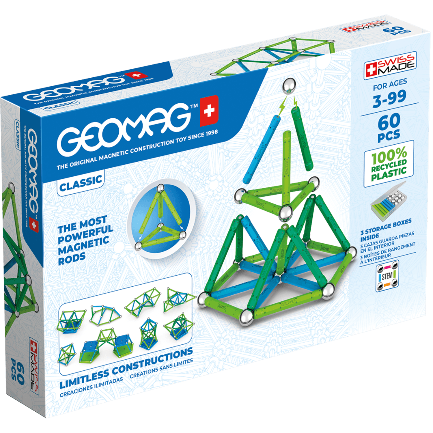 Joc magnetic Geomag green line 60 buc fotografia produsului