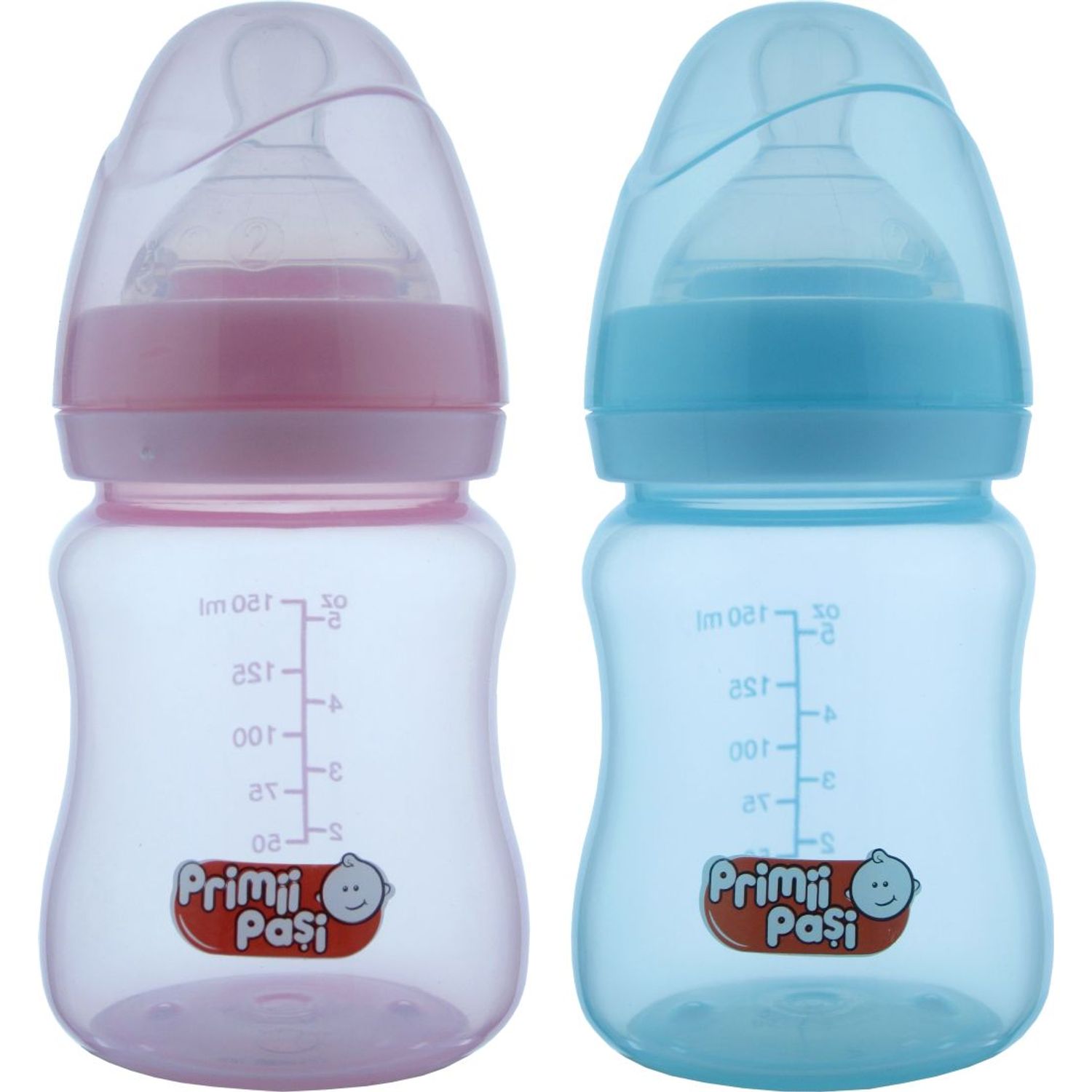 Biberon gat larg, 150ml, Primii Pasi, roz fotografia produsului View 2 L