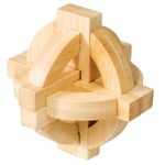 Joc logic IQ din lemn bambus Double disk puzzle 3d fotografia produsului