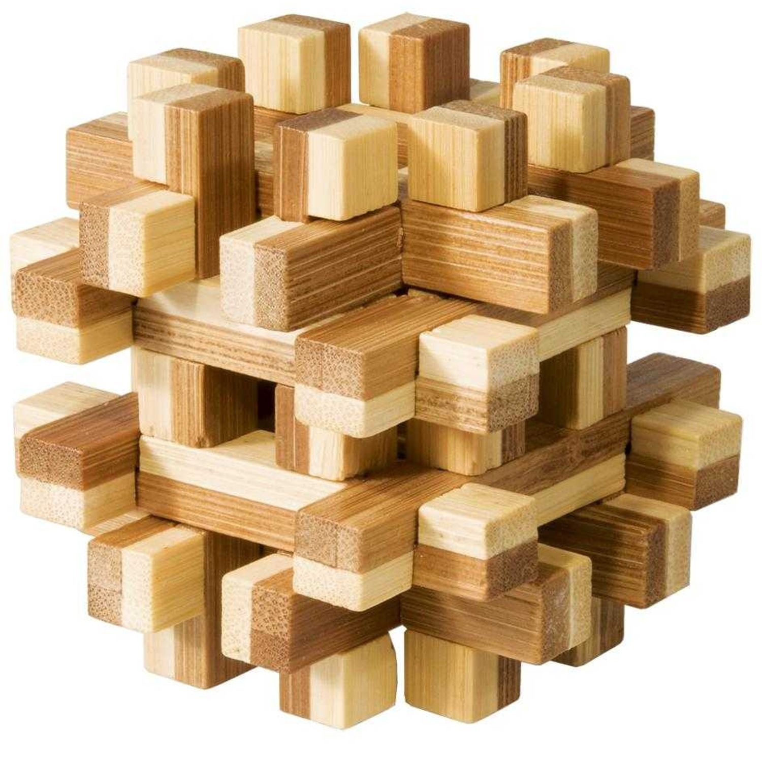 Joc logic IQ din lemn bambus Magic blocks puzzle 3d fotografia produsului