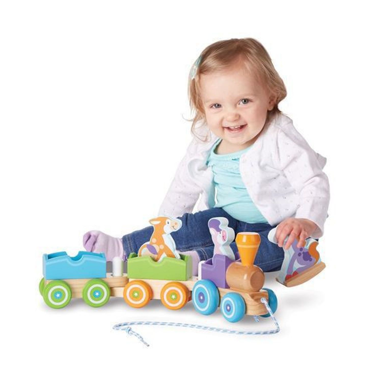 Trenulet din lemn cu animale - Melissa and Doug fotografia produsului View 3 L
