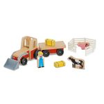 Set de joaca Excavator din lemn cu remorca fotografia produsului