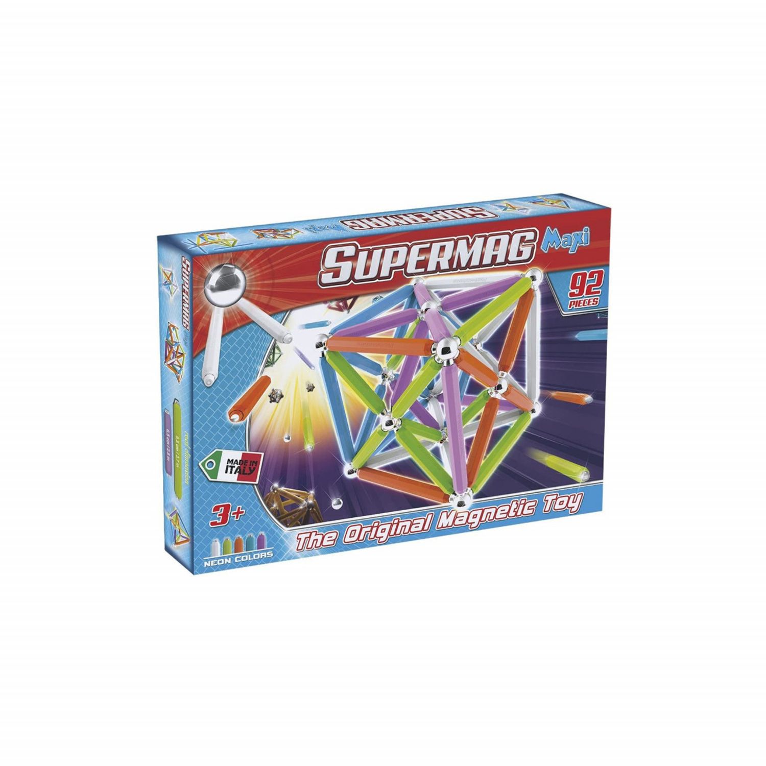Supermag Maxi Neon - Set Constructie 92 Piese fotografia produsului