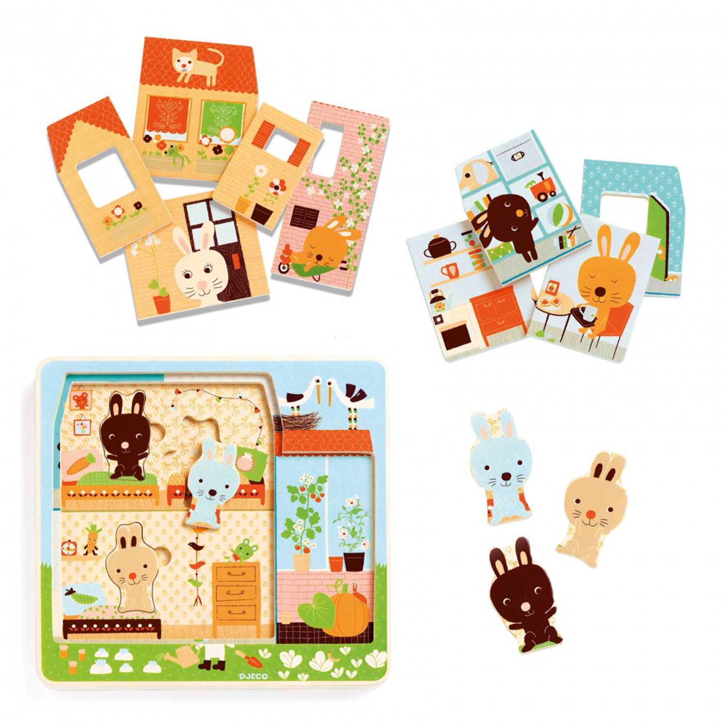 Puzzle straturi Djeco casuta iepurasilor fotografia produsului View 4 L