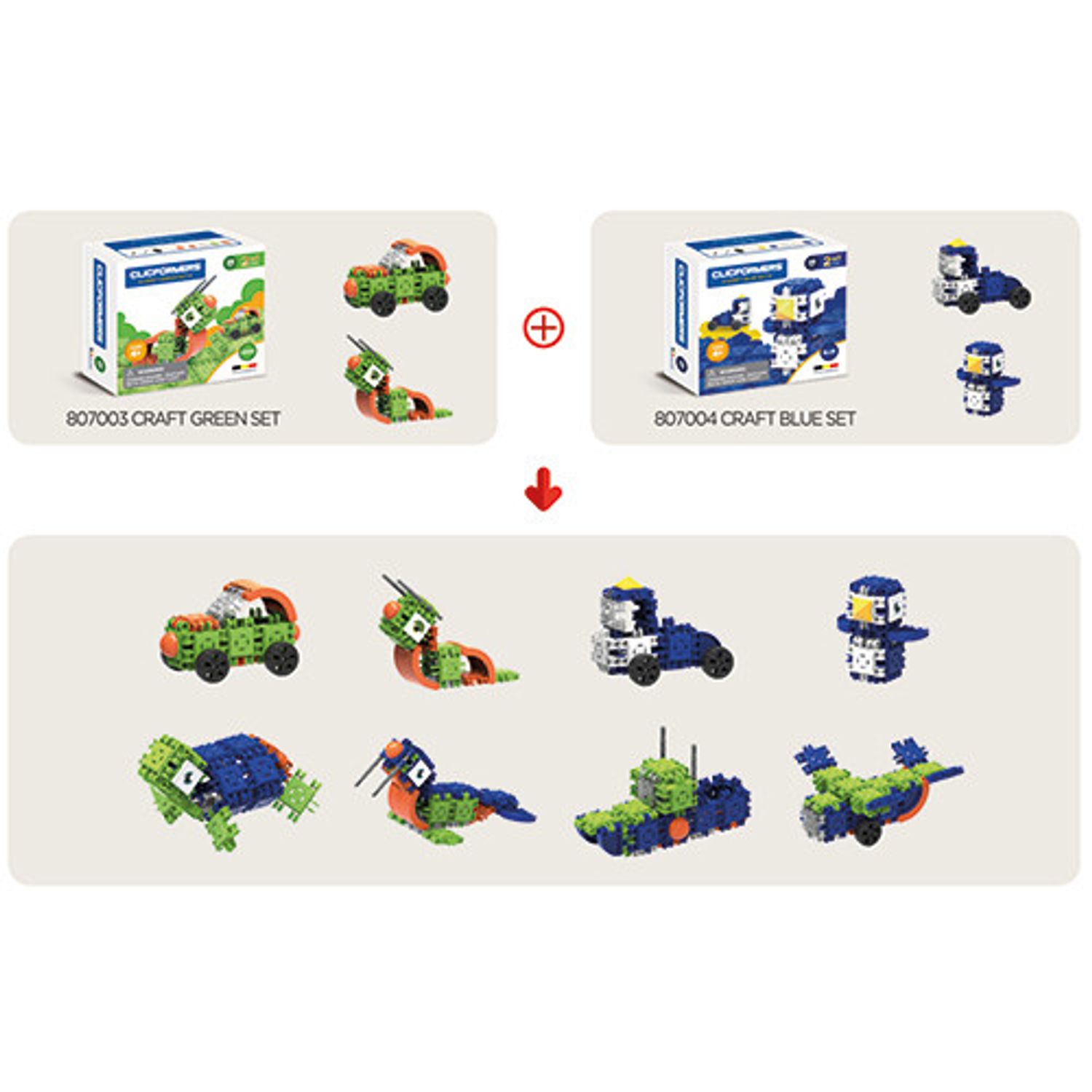 Set de construit Clicformers- Craft albastru, 25 de piese fotografia produsului View 3 L