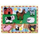 Puzzle lemn in relief Animale de ferma Melissa and Doug fotografia produsului