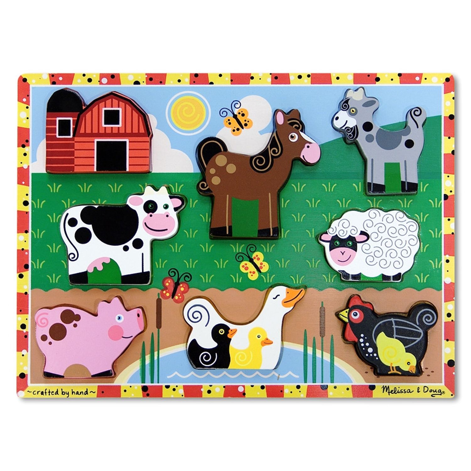 Puzzle lemn in relief Animale de ferma Melissa and Doug fotografia produsului