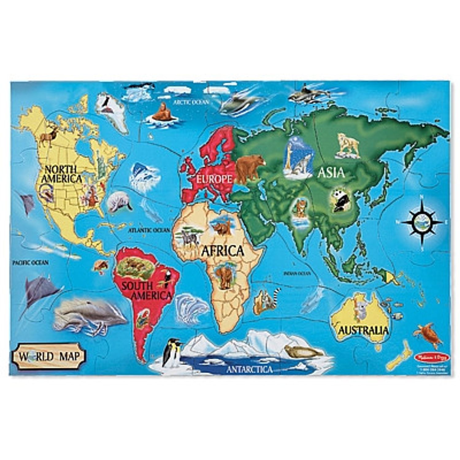 Puzzle de podea Harta Lumii World Map Melissa and Doug fotografia produsului