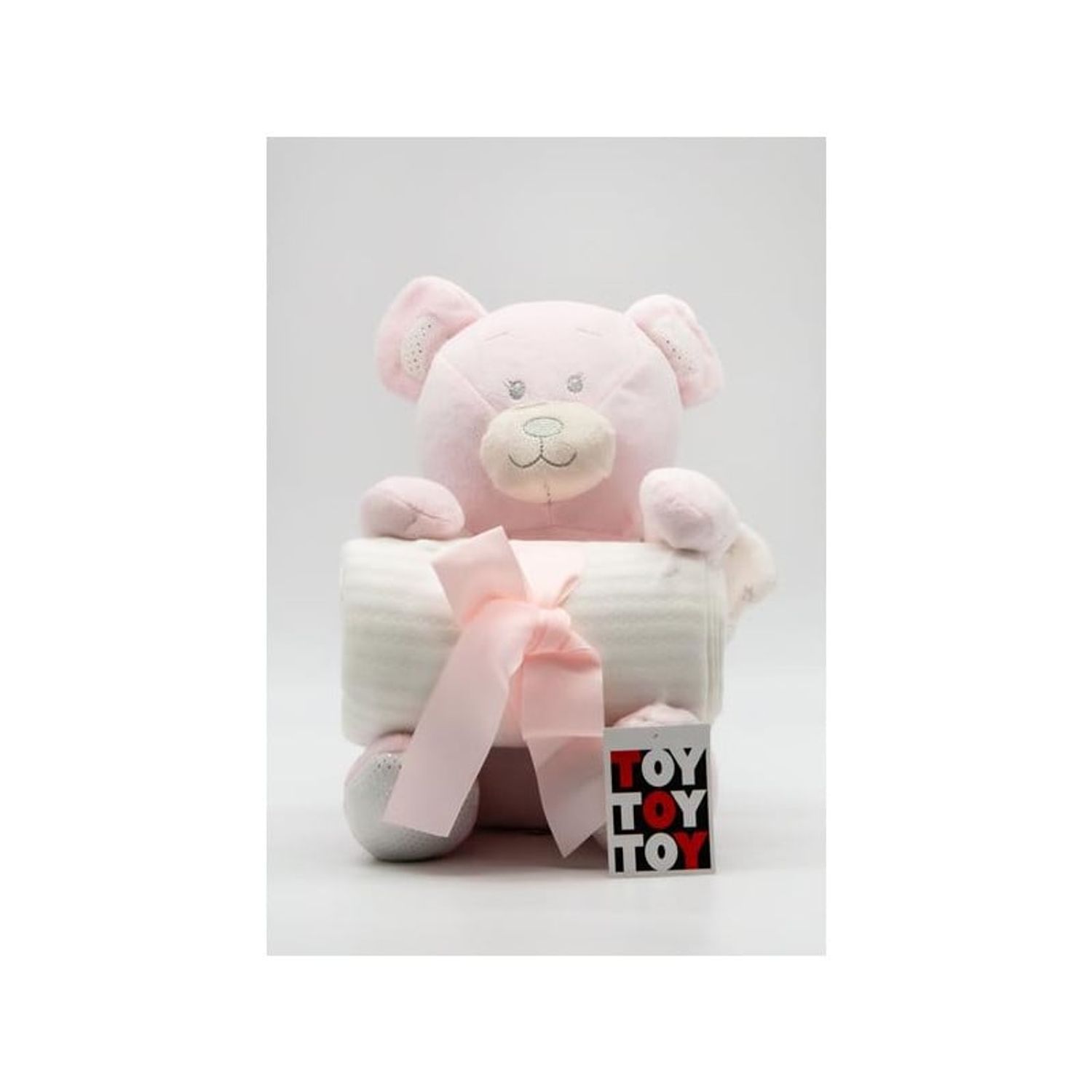Paturica pufoasa cu jucarie TOY Urs pink, 26cm Hausmann fotografia produsului
