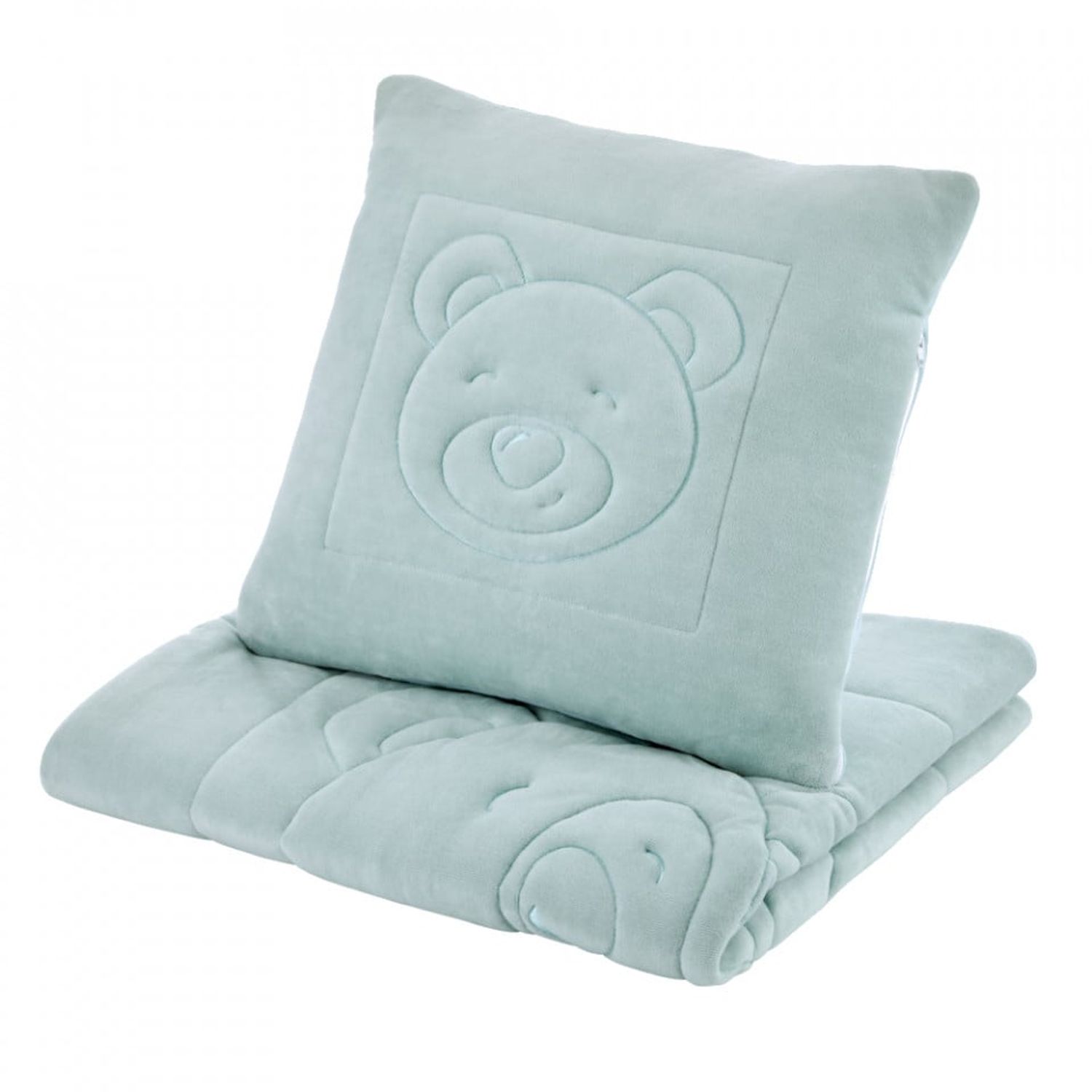 Set pernuta si paturica din plus Bear BabyJem (Culoare: Verde) fotografia produsului View 4 L