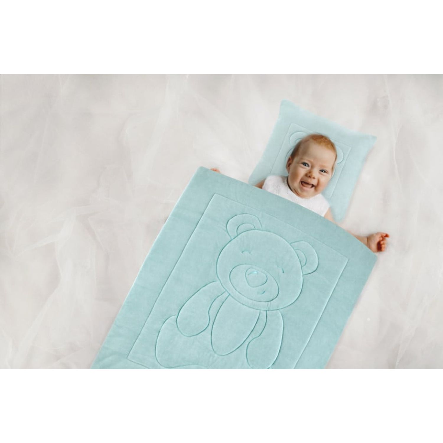 Set pernuta si paturica din plus Bear BabyJem (Culoare: Verde) fotografia produsului View 5 L