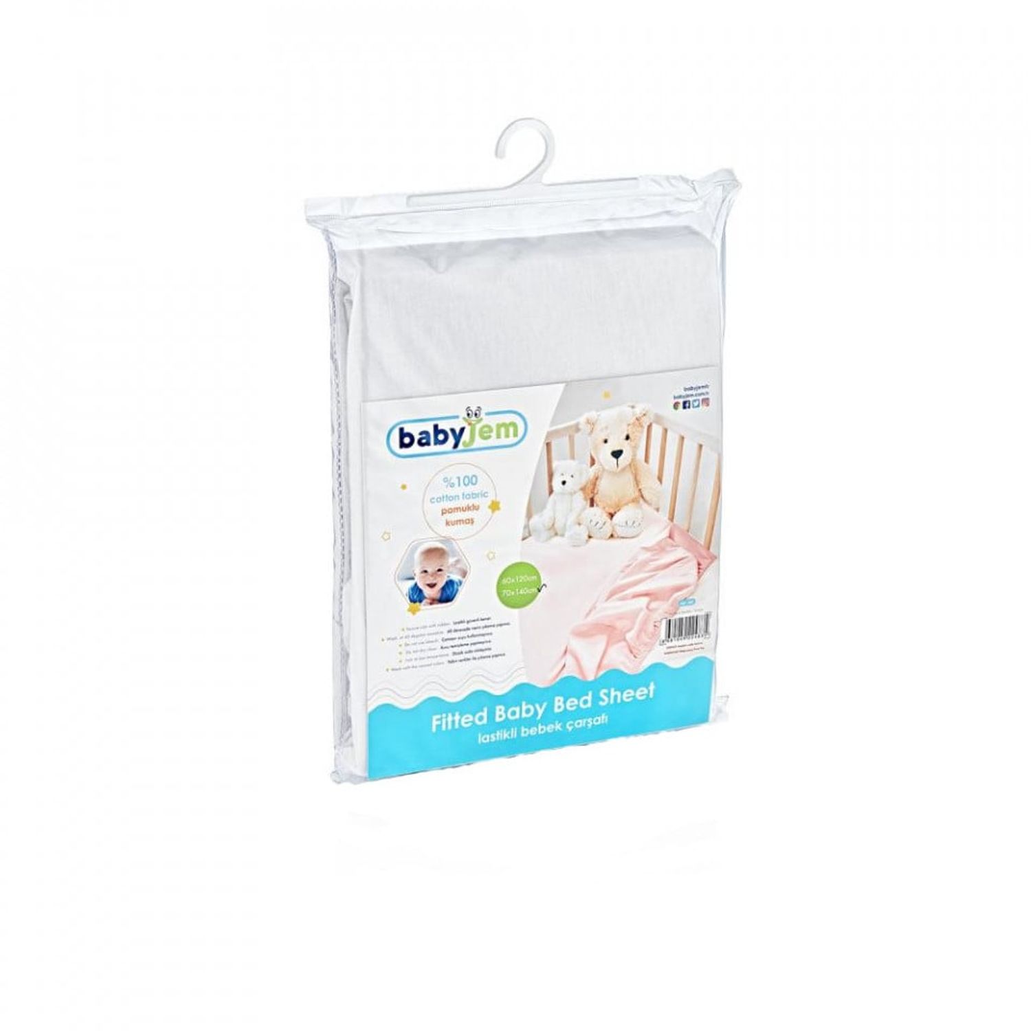 Cearceaf din bumbac cu elastic BabyJem fotografia produsului View 2 L