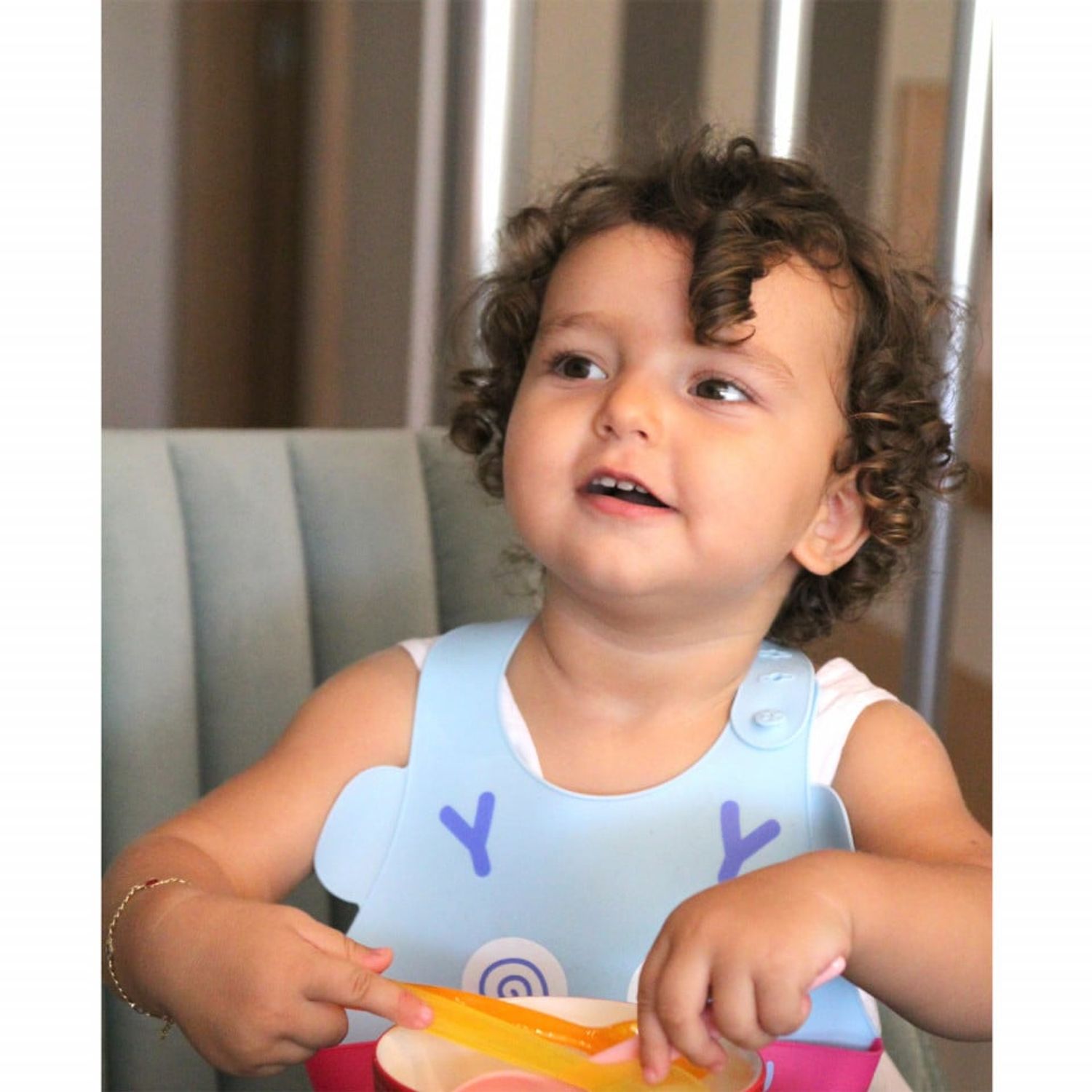 Baveta din silicon Soft Baby Bib (Culoare: Bleu) fotografia produsului View 6 L