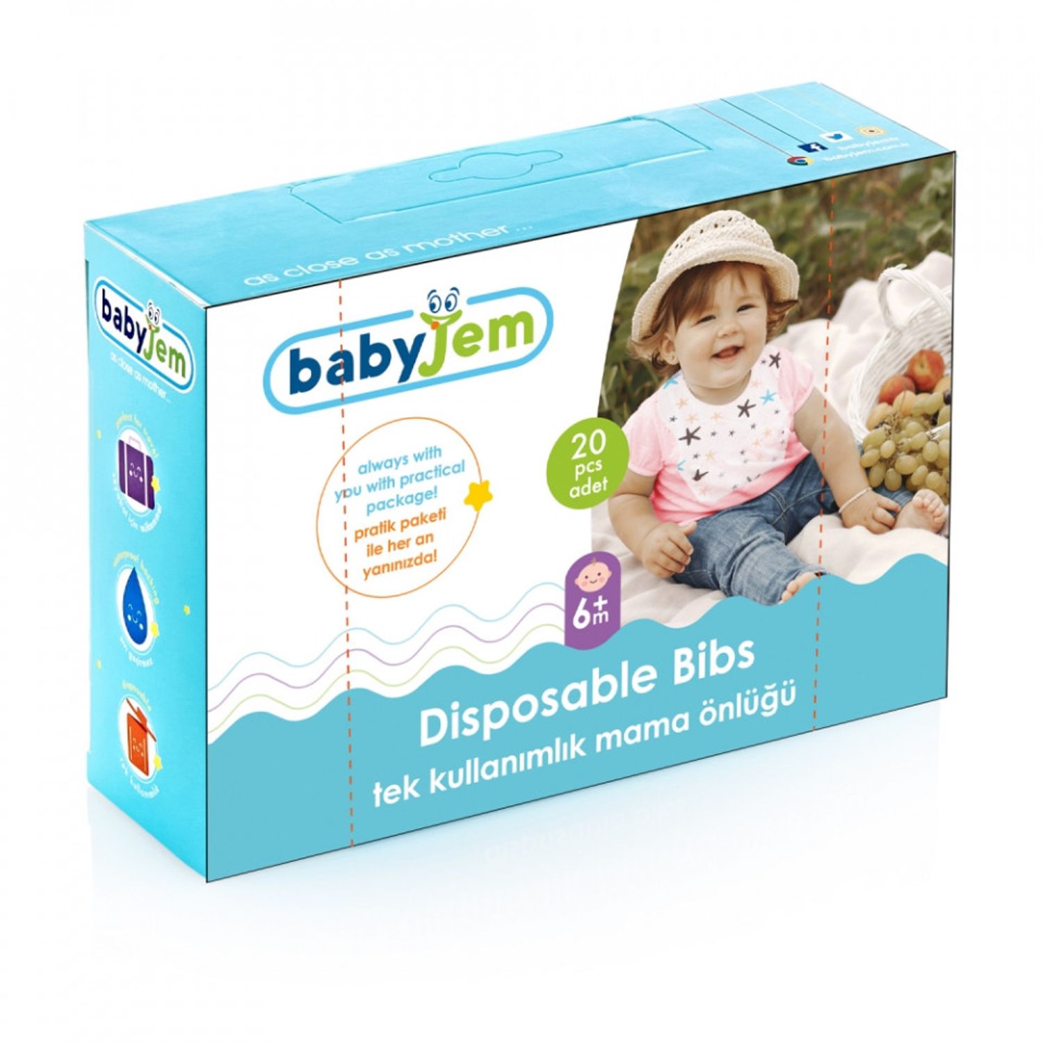 Set 20 bavete de unica folosinta BabyJem fotografia produsului View 4 L