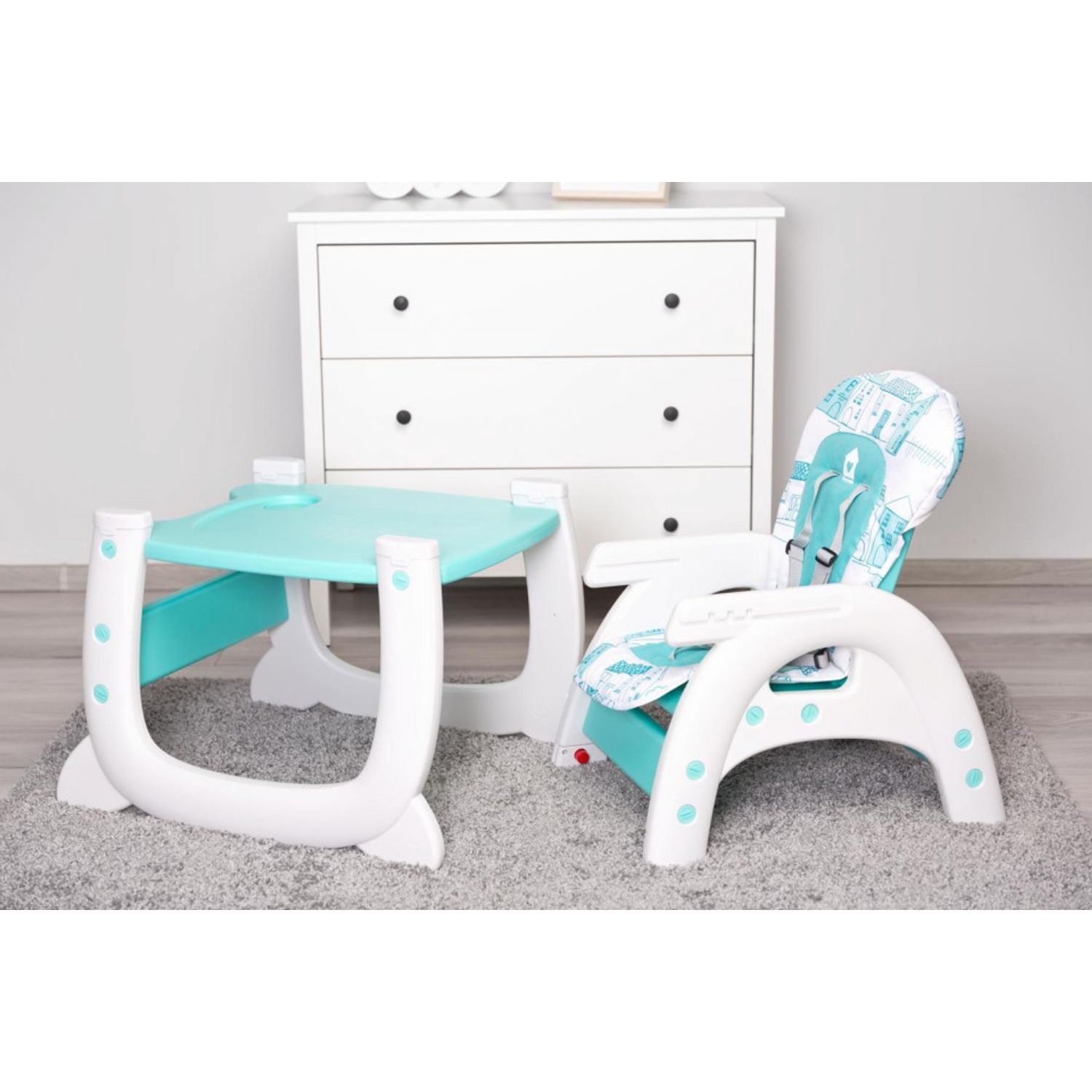 Scaun de masa transformabil Caretero HOMEE 2 in 1 Mint fotografia produsului View 5 L