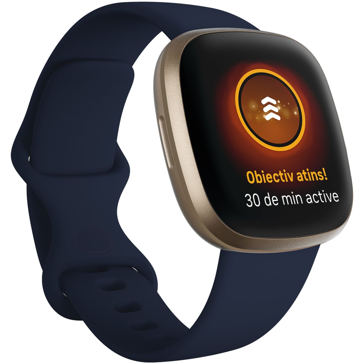 Smartwatch Fitbit Versa 3, Midnight Soft Gold fotografia produsului View 2 L