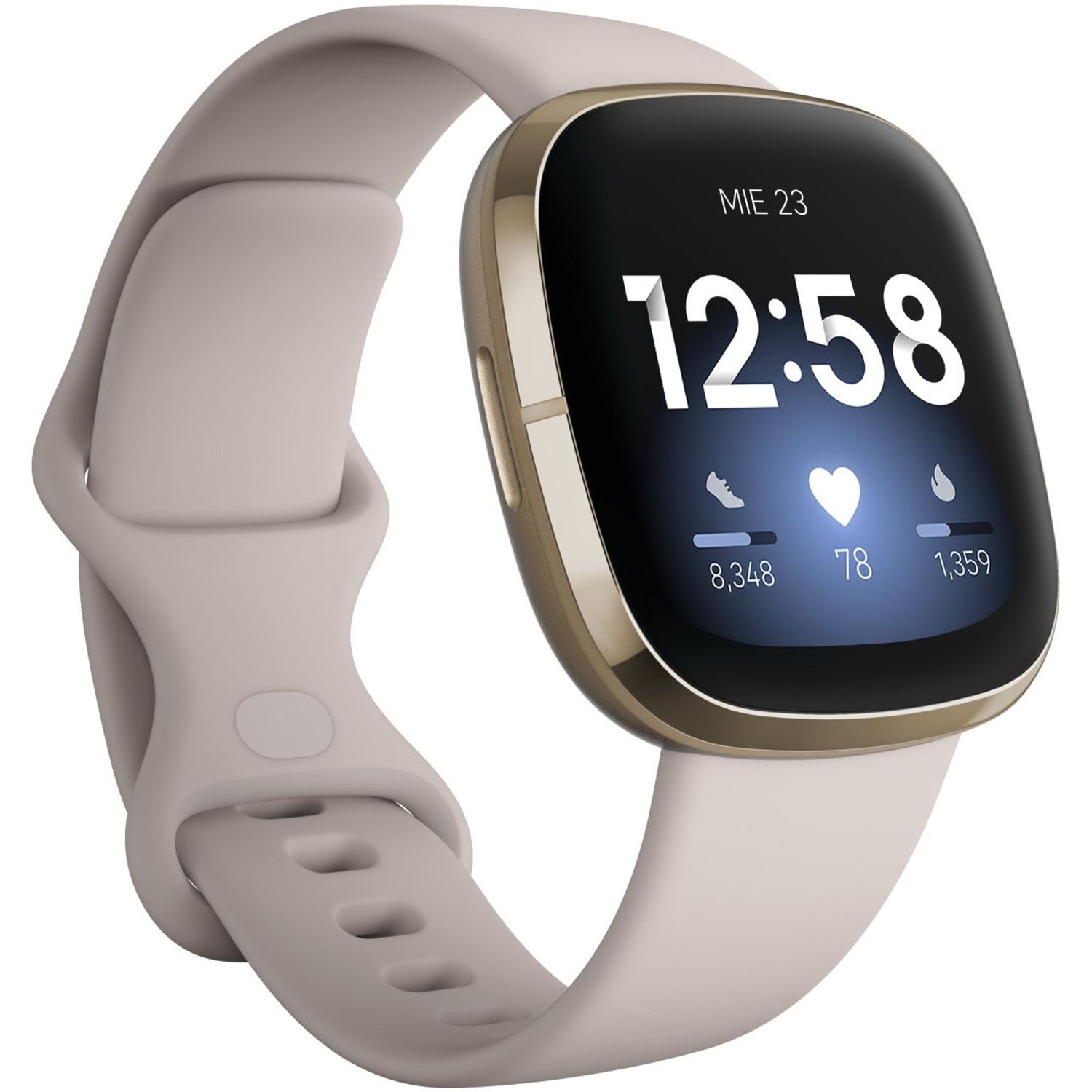 Smartwatch Fitbit Sense, Lunar White Soft Gold fotografia produsului