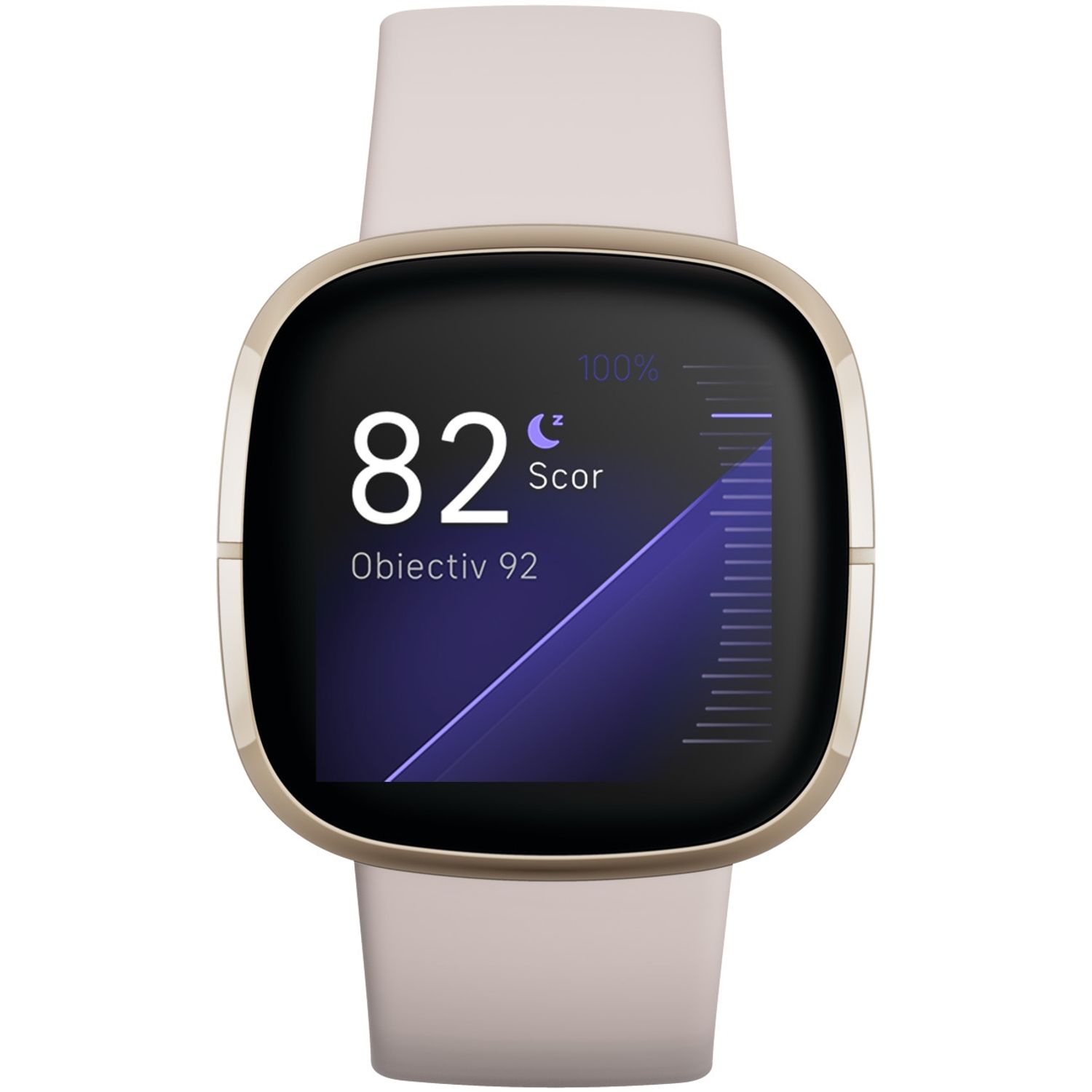 Smartwatch Fitbit Sense, Lunar White Soft Gold fotografia produsului View 5 L