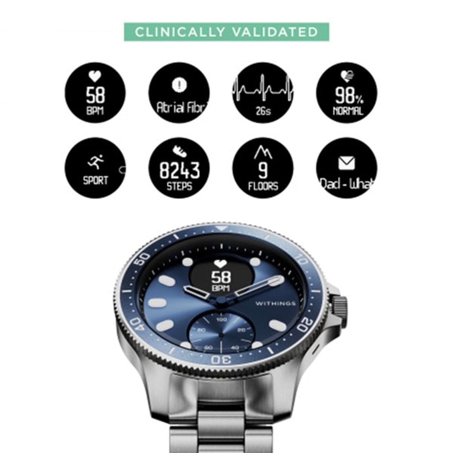 Smartwatch Withings Scanwatch, Horizon Special Edition, 43mm, Blue fotografia produsului View 6 L