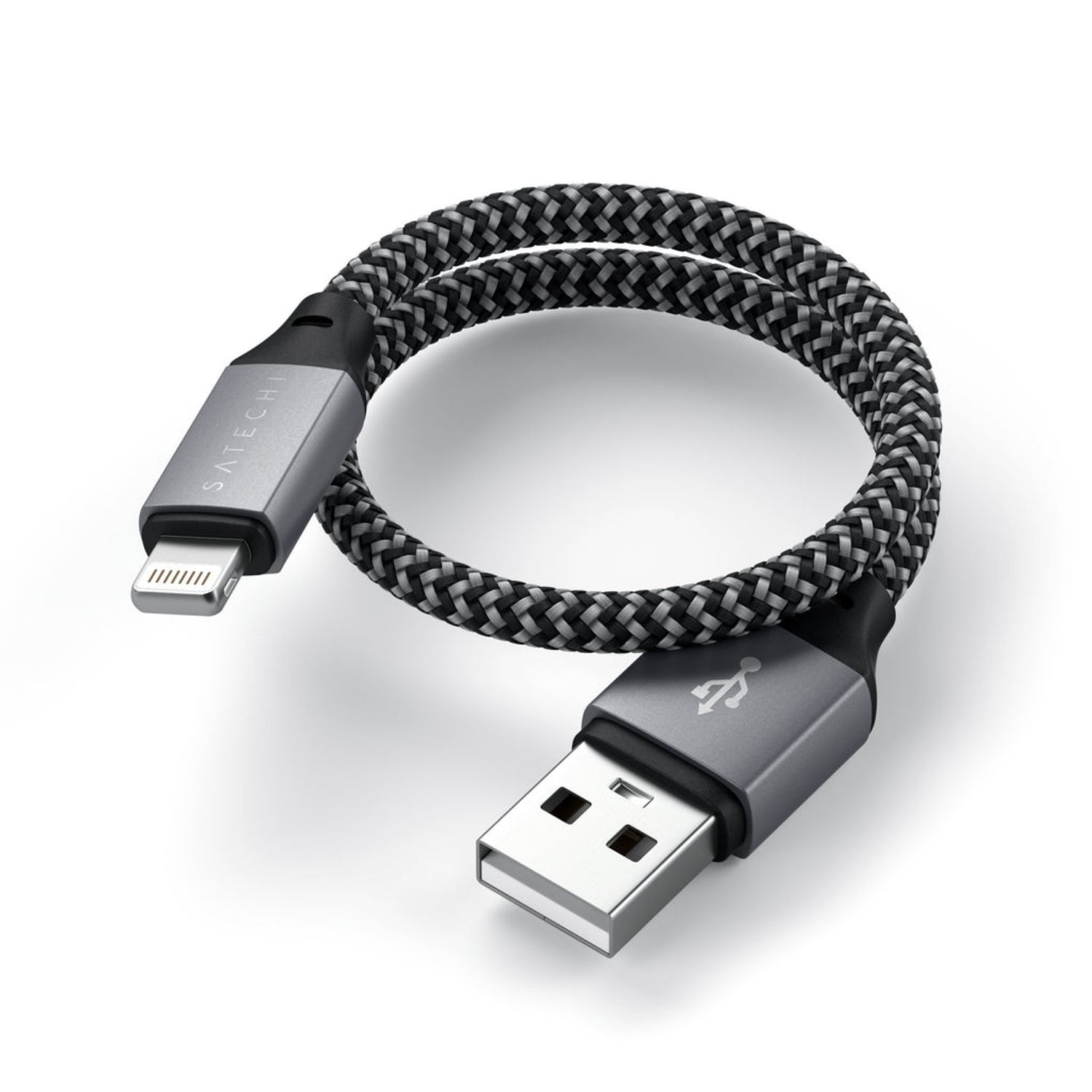 Cablu USB-A - Lightning Satechi impletit, 25cm, Gri fotografia produsului View 4 L