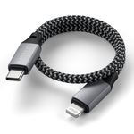 Cablu de incarcare USB-C to Lightning Satechi, 25cm, Gri spatial fotografia produsului View 7 S